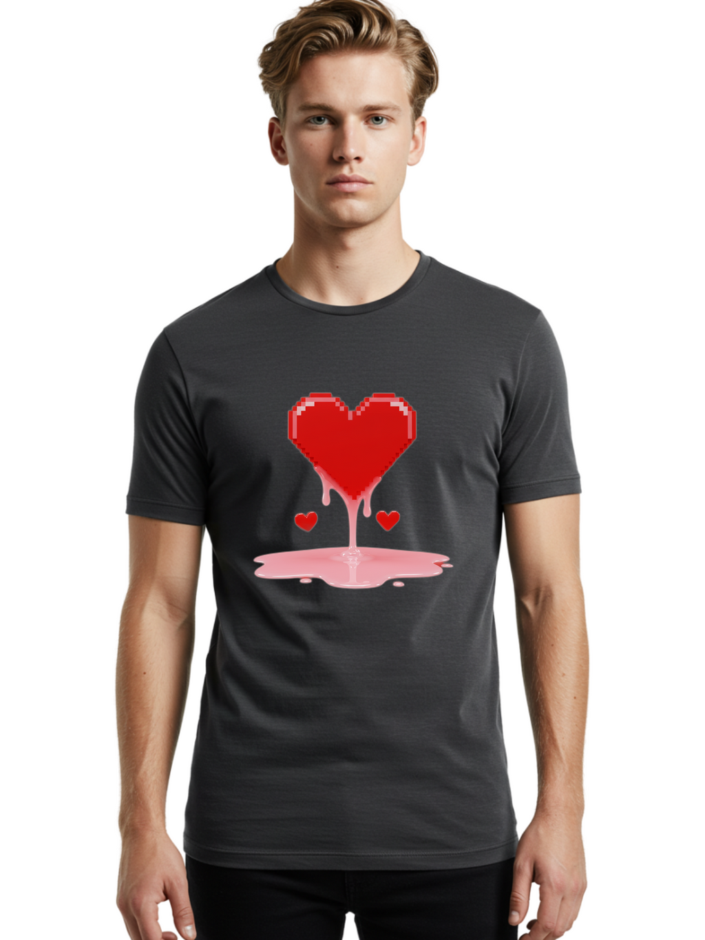 Melting-Heart-8 Men'S Graphic Tee, 100% Cotton, Comfortable Casual Summer Wear, Machine Washable, Vintage Camera, Old Camera, Antique Camera, Black Camera, Classic Photography, Photography Equipment, Nostalgic Device, Film Camera, Camera Art Baj586