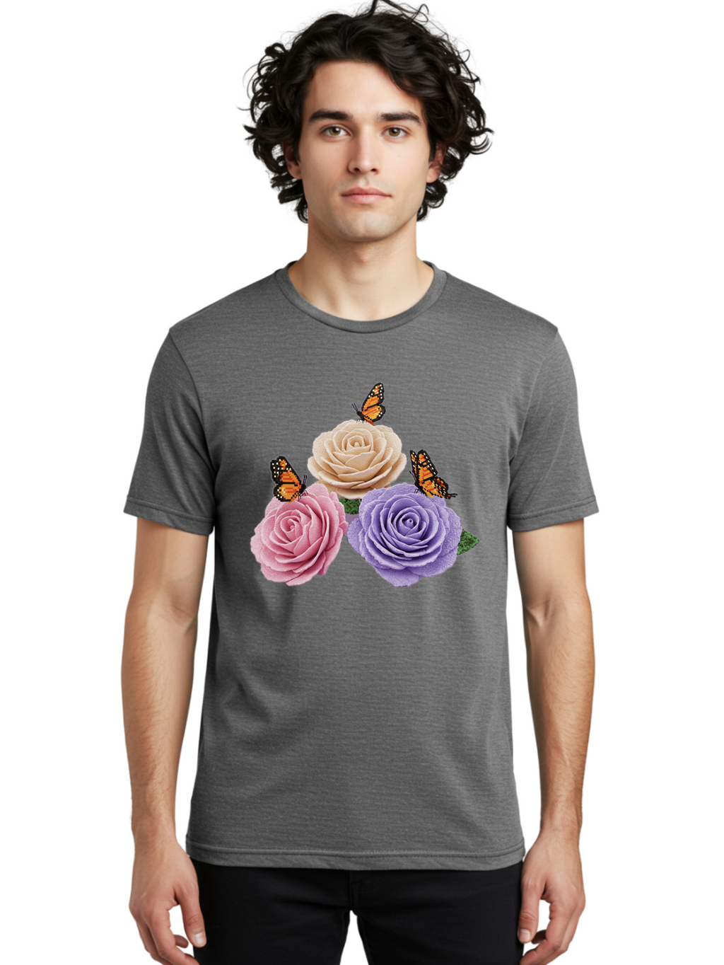 Monarch-Butterflies-Roses Men'S Graphic Tee, 100% Cotton, Comfortable Casual Summer Wear, Machine Washable, Vintage Camera, Old Camera, Antique Camera, Black Camera, Classic Photography, Photography Equipment, Nostalgic Device, Film Camera, Baj594