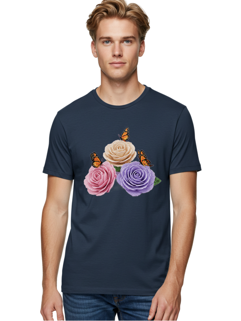 Monarch-Butterflies-Roses Men'S Graphic Tee, 100% Cotton, Comfortable Casual Summer Wear, Machine Washable, Vintage Camera, Old Camera, Antique Camera, Black Camera, Classic Photography, Photography Equipment, Nostalgic Device, Film Camera, Baj594
