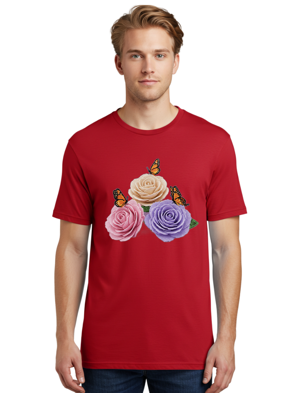 Monarch-Butterflies-Roses Men'S Graphic Tee, 100% Cotton, Comfortable Casual Summer Wear, Machine Washable, Vintage Camera, Old Camera, Antique Camera, Black Camera, Classic Photography, Photography Equipment, Nostalgic Device, Film Camera, Baj594