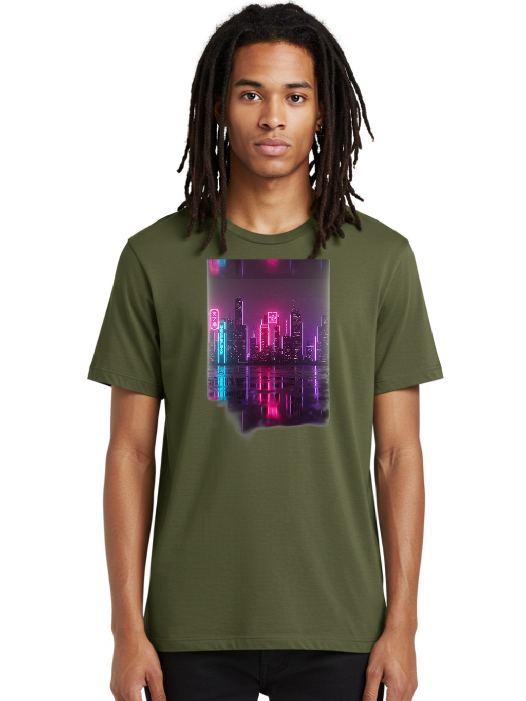 Neon-Cityscape Men'S Graphic Tee, 100% Cotton, Comfortable Casual Summer Wear, Machine Washable, Vintage Camera, Old Camera, Antique Camera, Black Camera, Classic Photography, Photography Equipment, Nostalgic Device, Film Camera, Camera Art Baj596