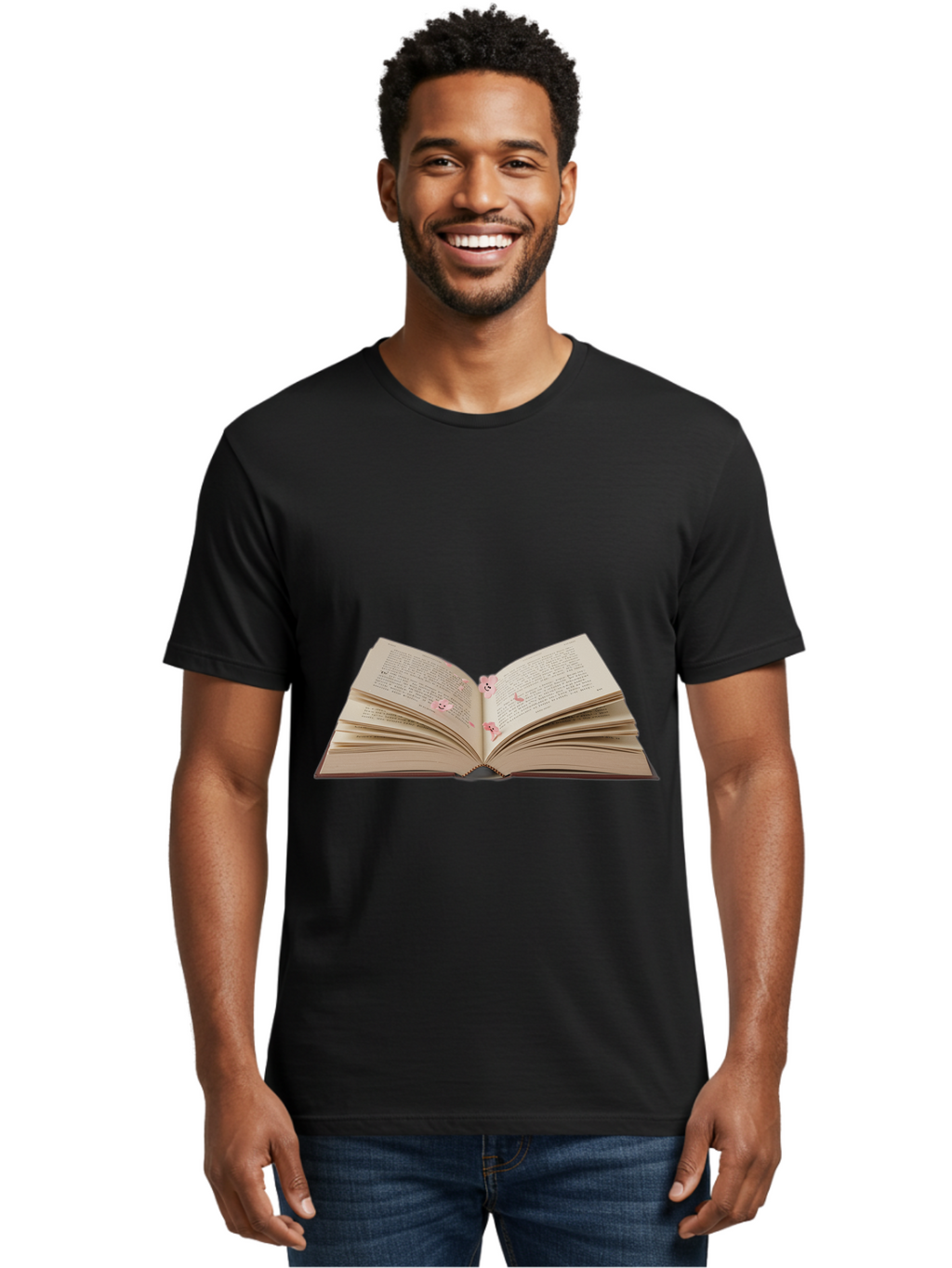 Open-Book-2 Men'S Graphic Tee, 100% Cotton, Comfortable Casual Summer Wear, Machine Washable, Vintage Camera, Old Camera, Antique Camera, Black Camera, Classic Photography, Photography Equipment, Nostalgic Device, Film Camera, Camera Art Baj598