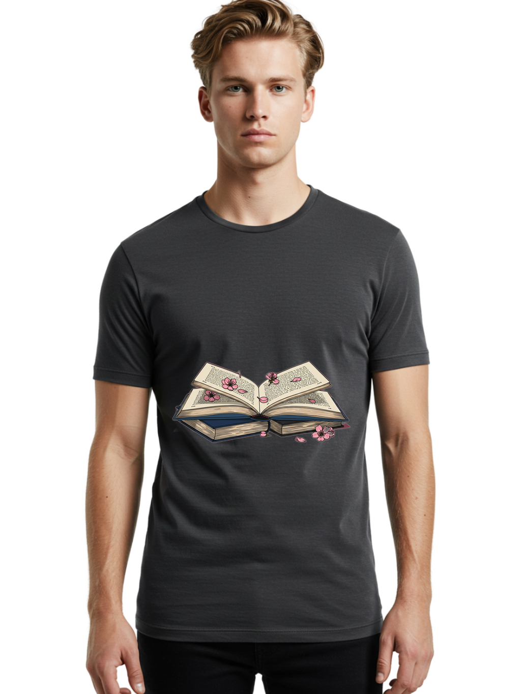 Open-Book-With-Flowers Men'S Graphic Tee, 100% Cotton, Comfortable Casual Summer Wear, Machine Washable, Vintage Camera, Old Camera, Antique Camera, Black Camera, Classic Photography, Photography Equipment, Nostalgic Device, Film Camera, Baj600
