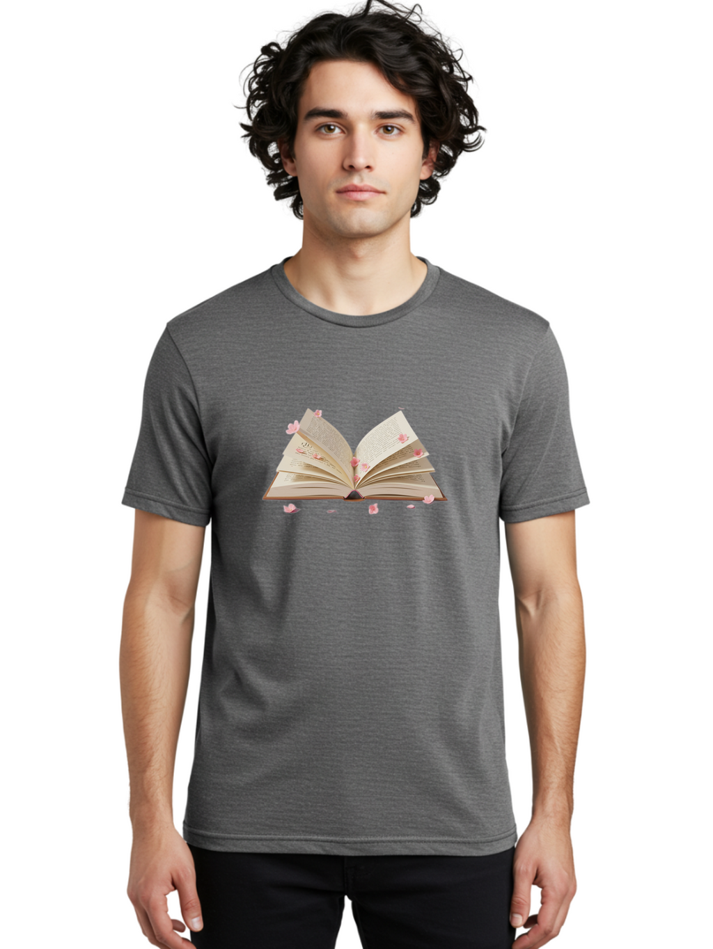 Open-Book-With-Pink-Petals Men'S Graphic Tee, 100% Cotton, Comfortable Casual Summer Wear, Machine Washable, Vintage Camera, Old Camera, Antique Camera, Black Camera, Classic Photography, Photography Equipment, Nostalgic Device, Film Camera, Baj601
