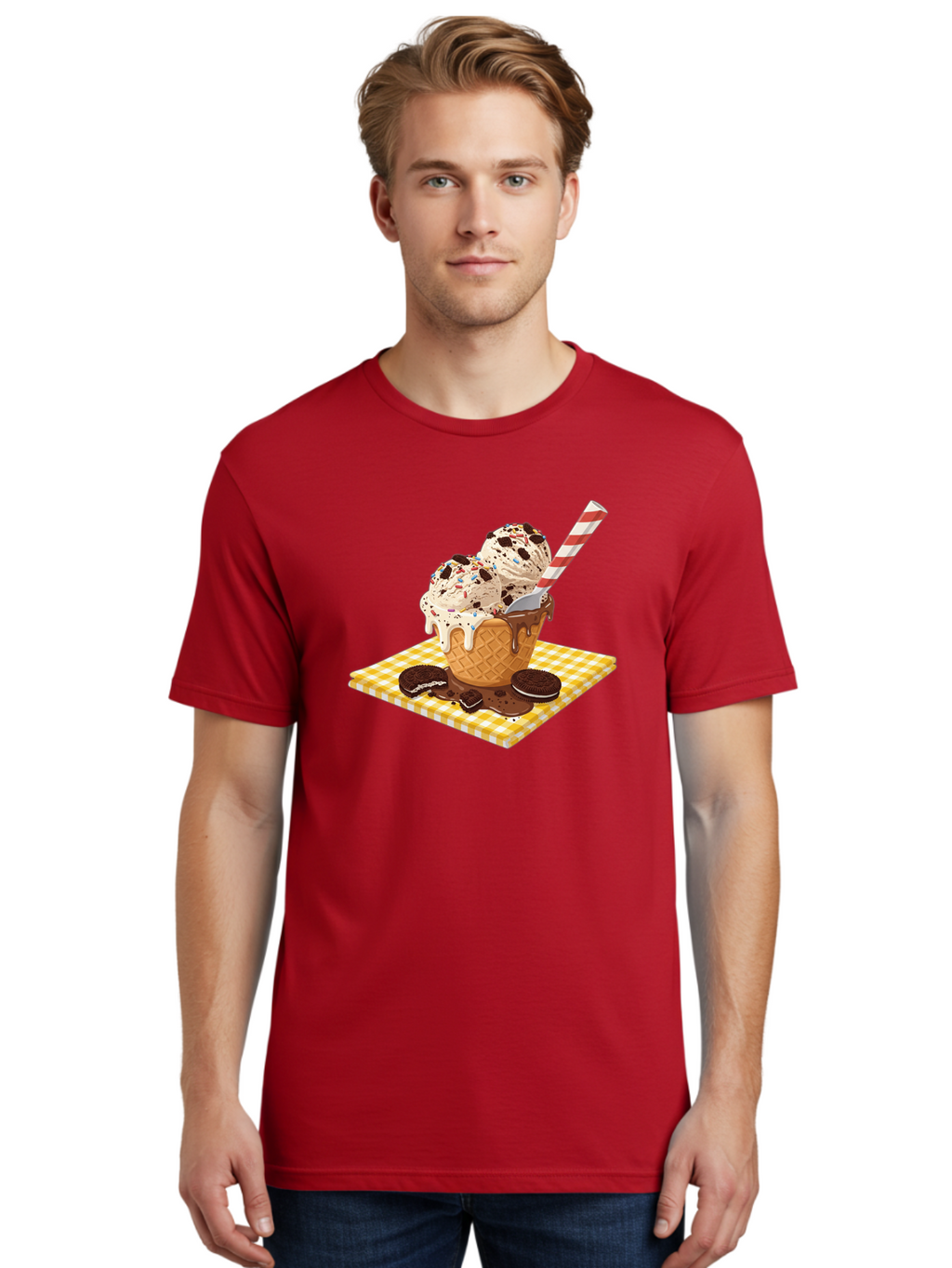 Oreo-Ice-Cream Men'S Graphic Tee, 100% Cotton, Comfortable Casual Summer Wear, Machine Washable, Vintage Camera, Old Camera, Antique Camera, Black Camera, Classic Photography, Photography Equipment, Nostalgic Device, Film Camera, Camera Art Baj605