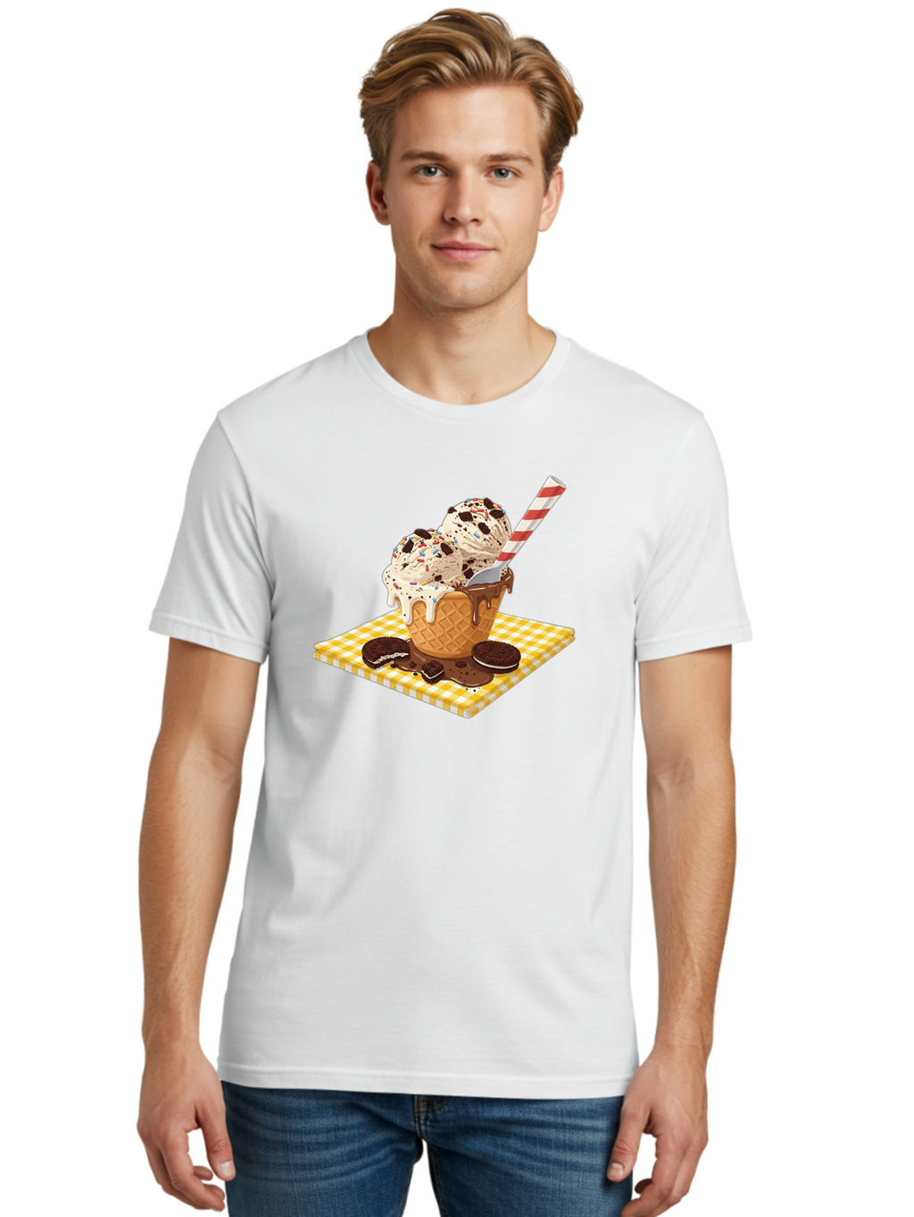 Oreo-Ice-Cream Men'S Graphic Tee, 100% Cotton, Comfortable Casual Summer Wear, Machine Washable, Vintage Camera, Old Camera, Antique Camera, Black Camera, Classic Photography, Photography Equipment, Nostalgic Device, Film Camera, Camera Art Baj605