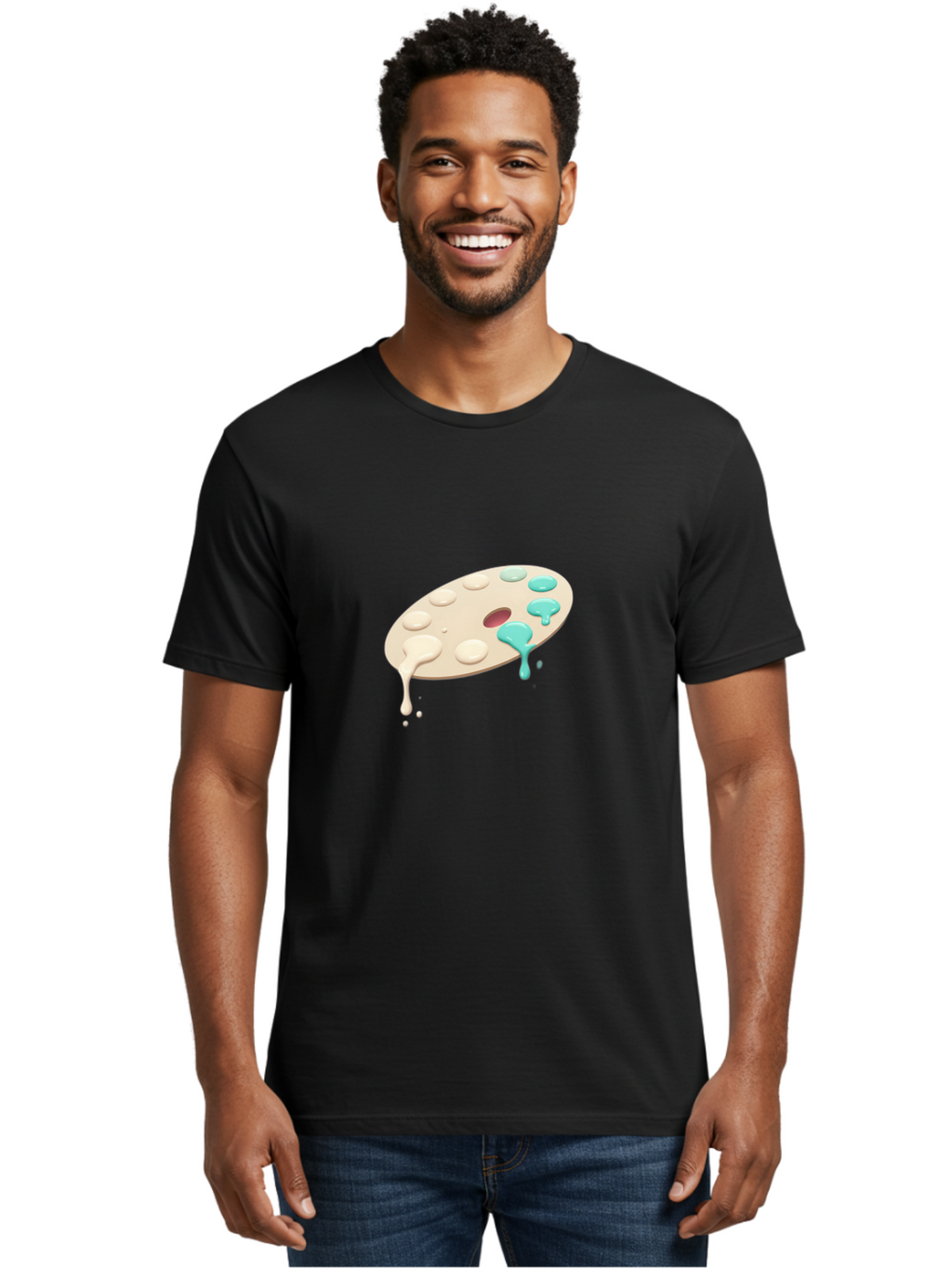 Paint-Palette-1 Men'S Graphic Tee, 100% Cotton, Comfortable Casual Summer Wear, Machine Washable, Vintage Camera, Old Camera, Antique Camera, Black Camera, Classic Photography, Photography Equipment, Nostalgic Device, Film Camera, Camera Art Baj606