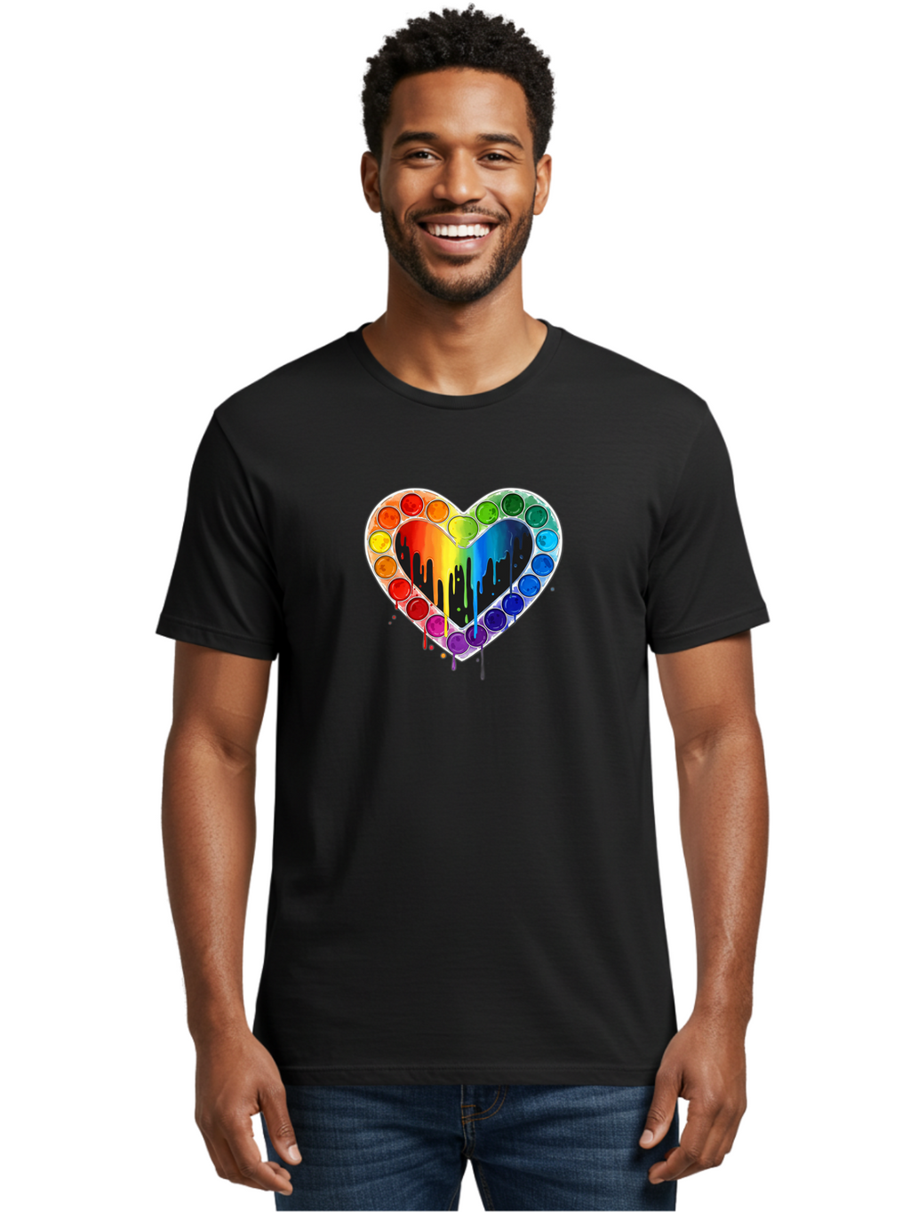 Paint-Palette-Heart Men'S Graphic Tee, 100% Cotton, Comfortable Casual Summer Wear, Machine Washable, Vintage Camera, Old Camera, Antique Camera, Black Camera, Classic Photography, Photography Equipment, Nostalgic Device, Film Camera, Baj607