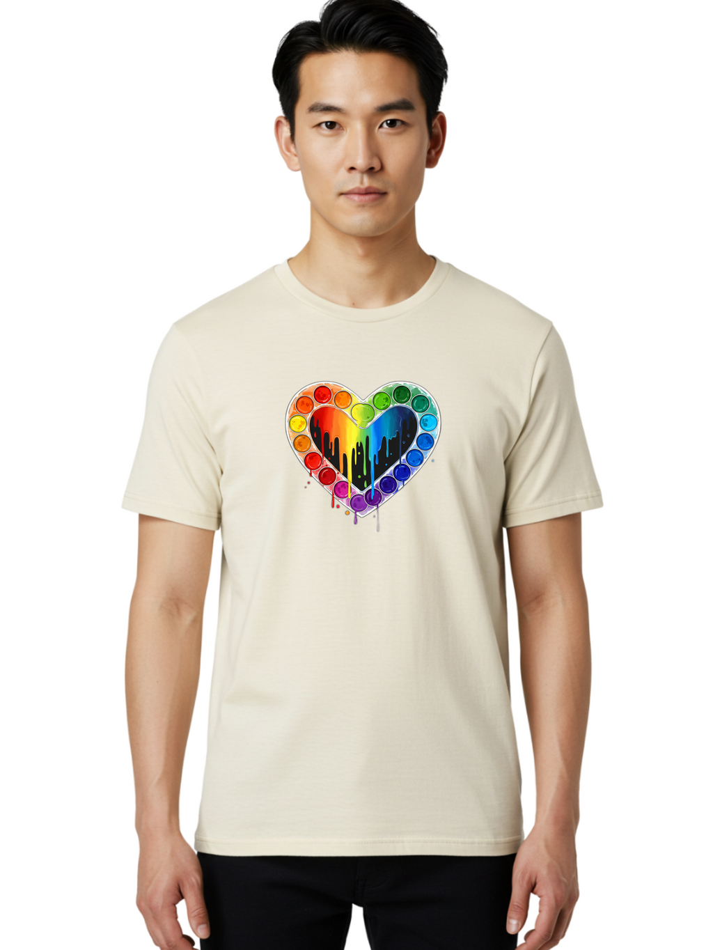 Paint-Palette-Heart Men'S Graphic Tee, 100% Cotton, Comfortable Casual Summer Wear, Machine Washable, Vintage Camera, Old Camera, Antique Camera, Black Camera, Classic Photography, Photography Equipment, Nostalgic Device, Film Camera, Baj607
