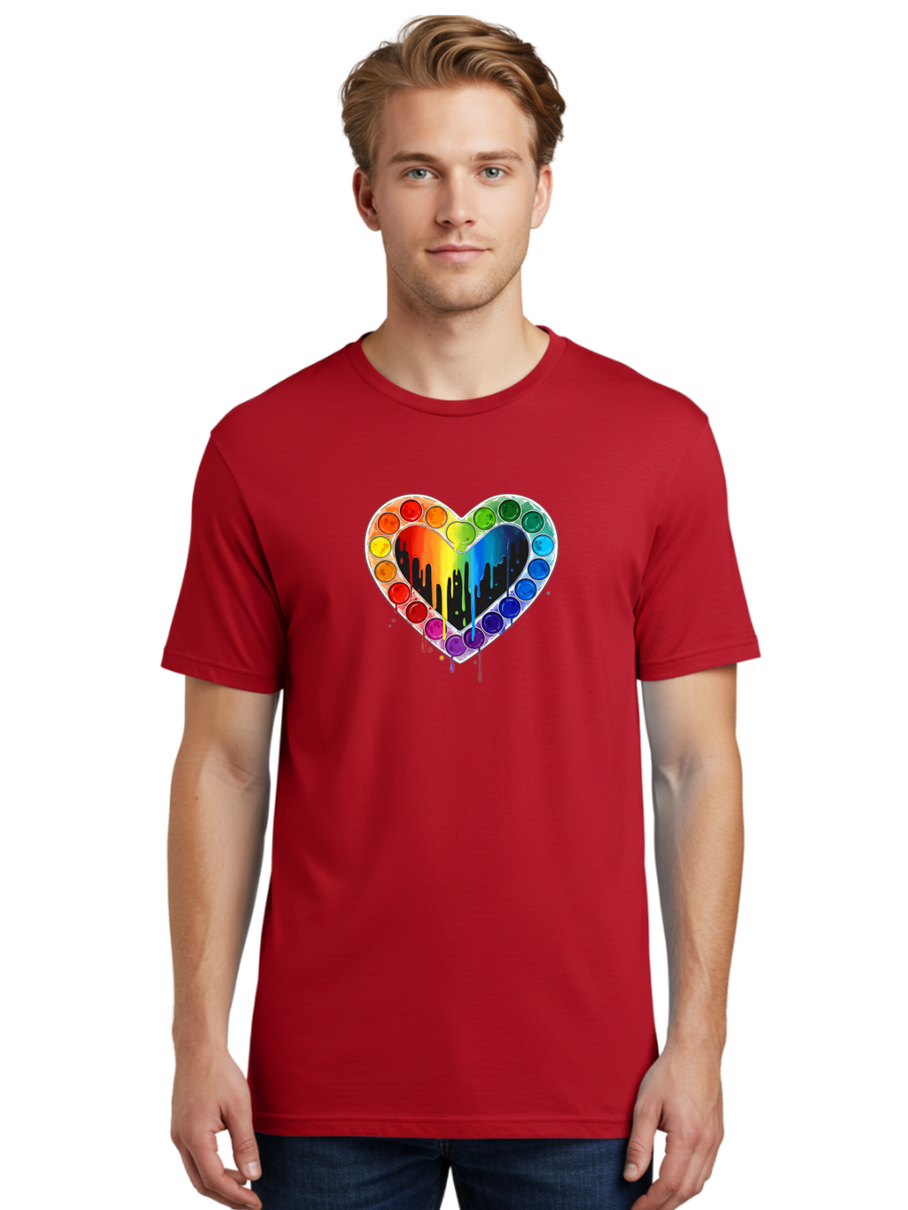 Paint-Palette-Heart Men'S Graphic Tee, 100% Cotton, Comfortable Casual Summer Wear, Machine Washable, Vintage Camera, Old Camera, Antique Camera, Black Camera, Classic Photography, Photography Equipment, Nostalgic Device, Film Camera, Baj607