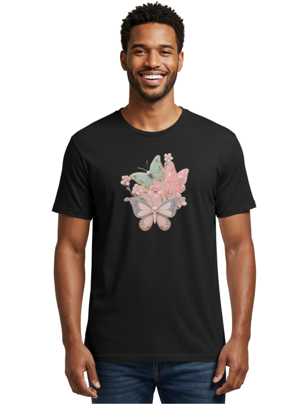 Pastel-Butterflies Men'S Graphic Tee, 100% Cotton, Comfortable Casual Summer Wear, Machine Washable, Vintage Camera, Old Camera, Antique Camera, Black Camera, Classic Photography, Photography Equipment, Nostalgic Device, Film Camera, Baj614