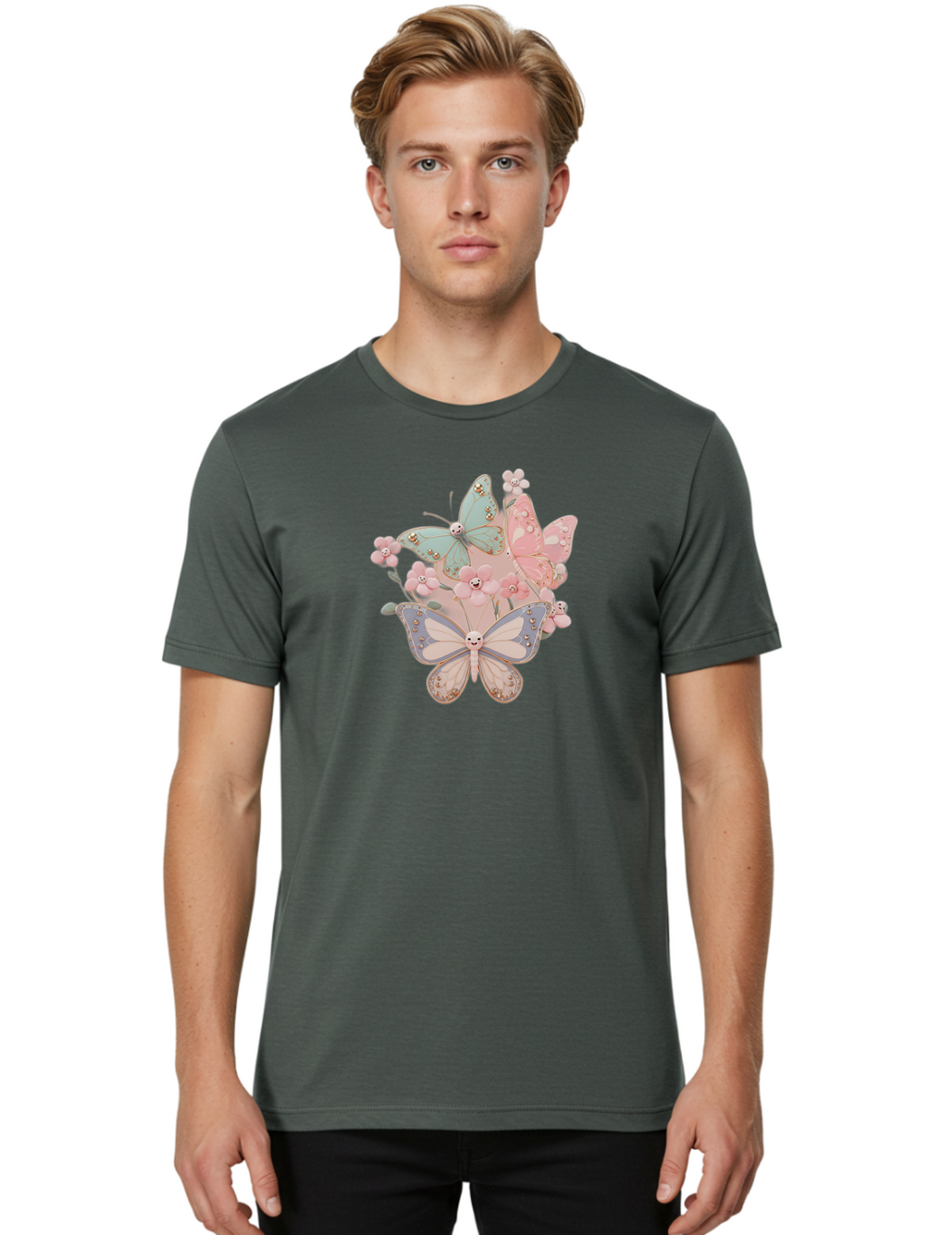 Pastel-Butterflies Men'S Graphic Tee, 100% Cotton, Comfortable Casual Summer Wear, Machine Washable, Vintage Camera, Old Camera, Antique Camera, Black Camera, Classic Photography, Photography Equipment, Nostalgic Device, Film Camera, Baj614