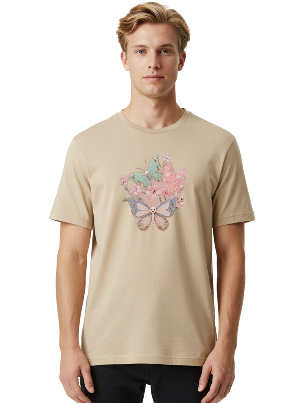 Pastel-Butterflies Men'S Graphic Tee, 100% Cotton, Comfortable Casual Summer Wear, Machine Washable, Vintage Camera, Old Camera, Antique Camera, Black Camera, Classic Photography, Photography Equipment, Nostalgic Device, Film Camera, Baj614