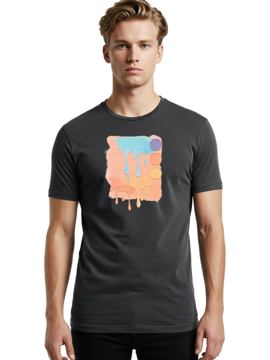 Pastel-Paint-Splash Men'S Graphic Tee, 100% Cotton, Comfortable Casual Summer Wear, Machine Washable, Vintage Camera, Old Camera, Antique Camera, Black Camera, Classic Photography, Photography Equipment, Nostalgic Device, Film Camera, Baj619