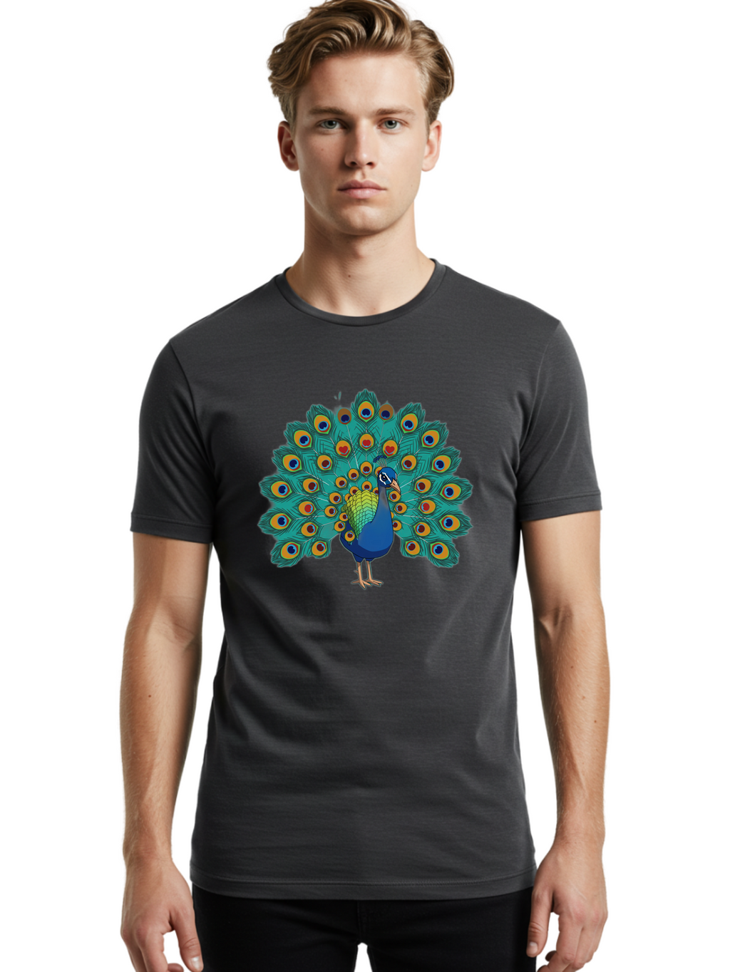 Peacock-4 Men'S Graphic Tee, 100% Cotton, Comfortable Casual Summer Wear, Machine Washable, Vintage Camera, Old Camera, Antique Camera, Black Camera, Classic Photography, Photography Equipment, Nostalgic Device, Film Camera, Camera Art Baj623
