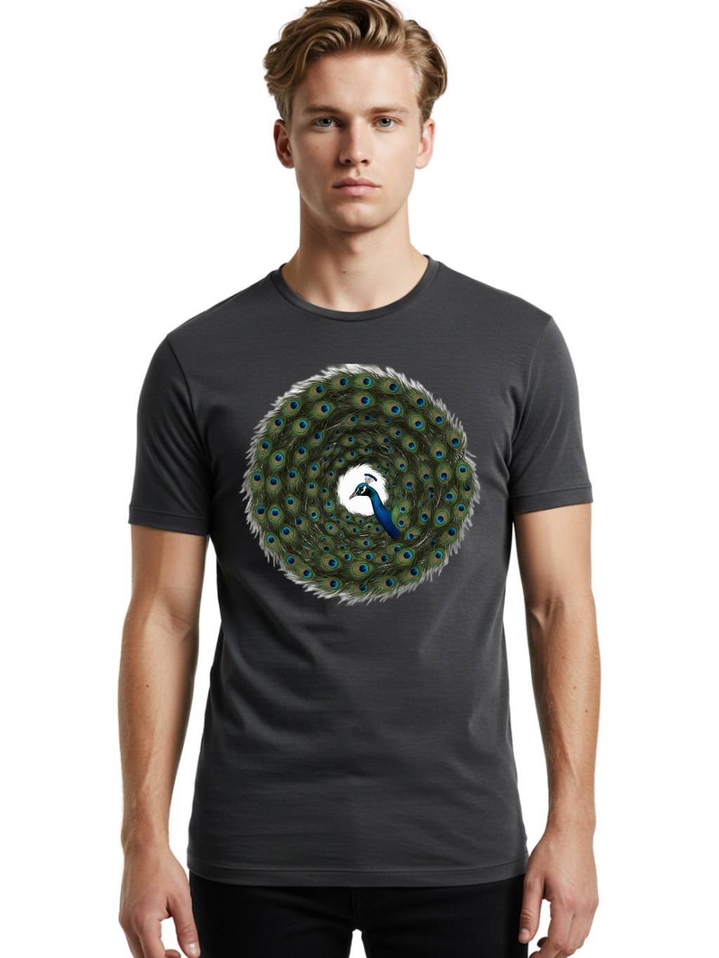 Peacock-Feathers-1 Men'S Graphic Tee, 100% Cotton, Comfortable Casual Summer Wear, Machine Washable, Vintage Camera, Old Camera, Antique Camera, Black Camera, Classic Photography, Photography Equipment, Nostalgic Device, Film Camera, Baj629