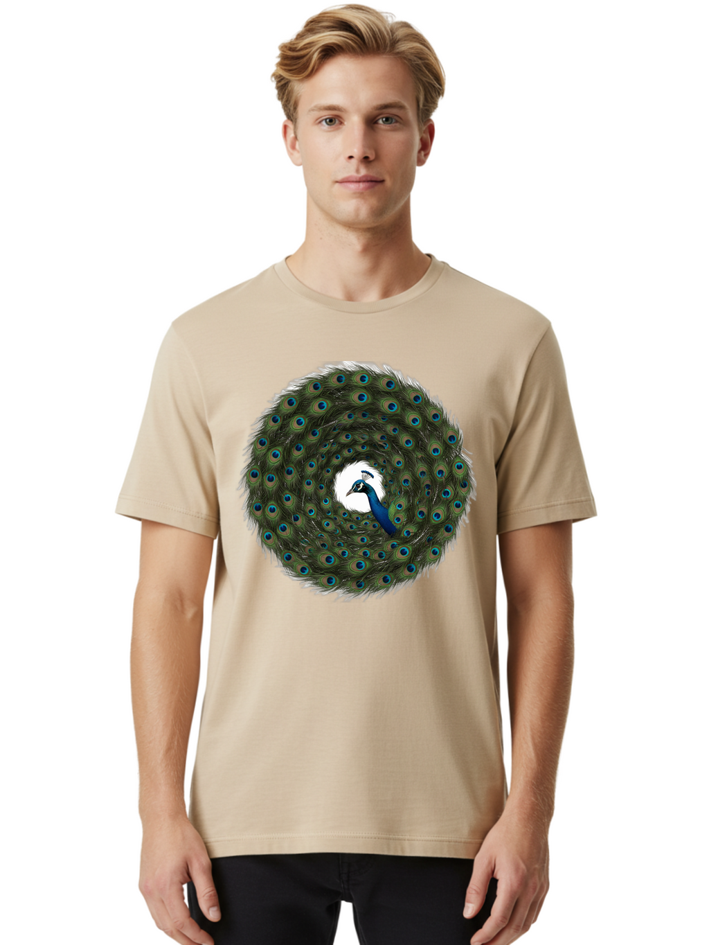 Peacock-Feathers-1 Men'S Graphic Tee, 100% Cotton, Comfortable Casual Summer Wear, Machine Washable, Vintage Camera, Old Camera, Antique Camera, Black Camera, Classic Photography, Photography Equipment, Nostalgic Device, Film Camera, Baj629