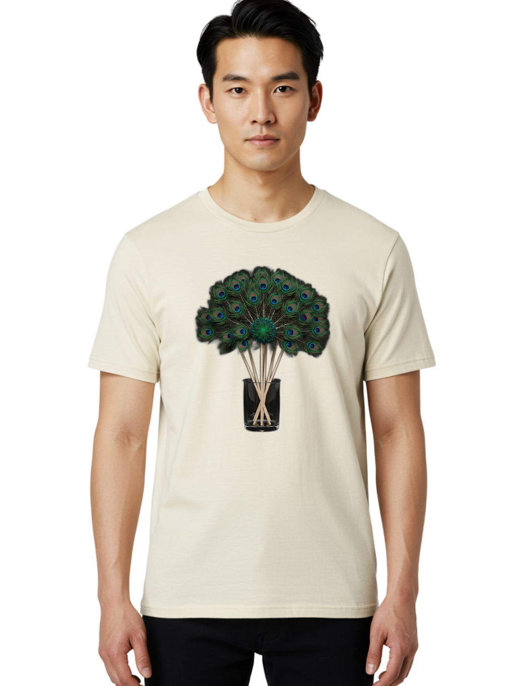 Peacock-Feathers-In-Vase Men'S Graphic Tee, 100% Cotton, Comfortable Casual Summer Wear, Machine Washable, Vintage Camera, Old Camera, Antique Camera, Black Camera, Classic Photography, Photography Equipment, Nostalgic Device, Film Camera, Baj631