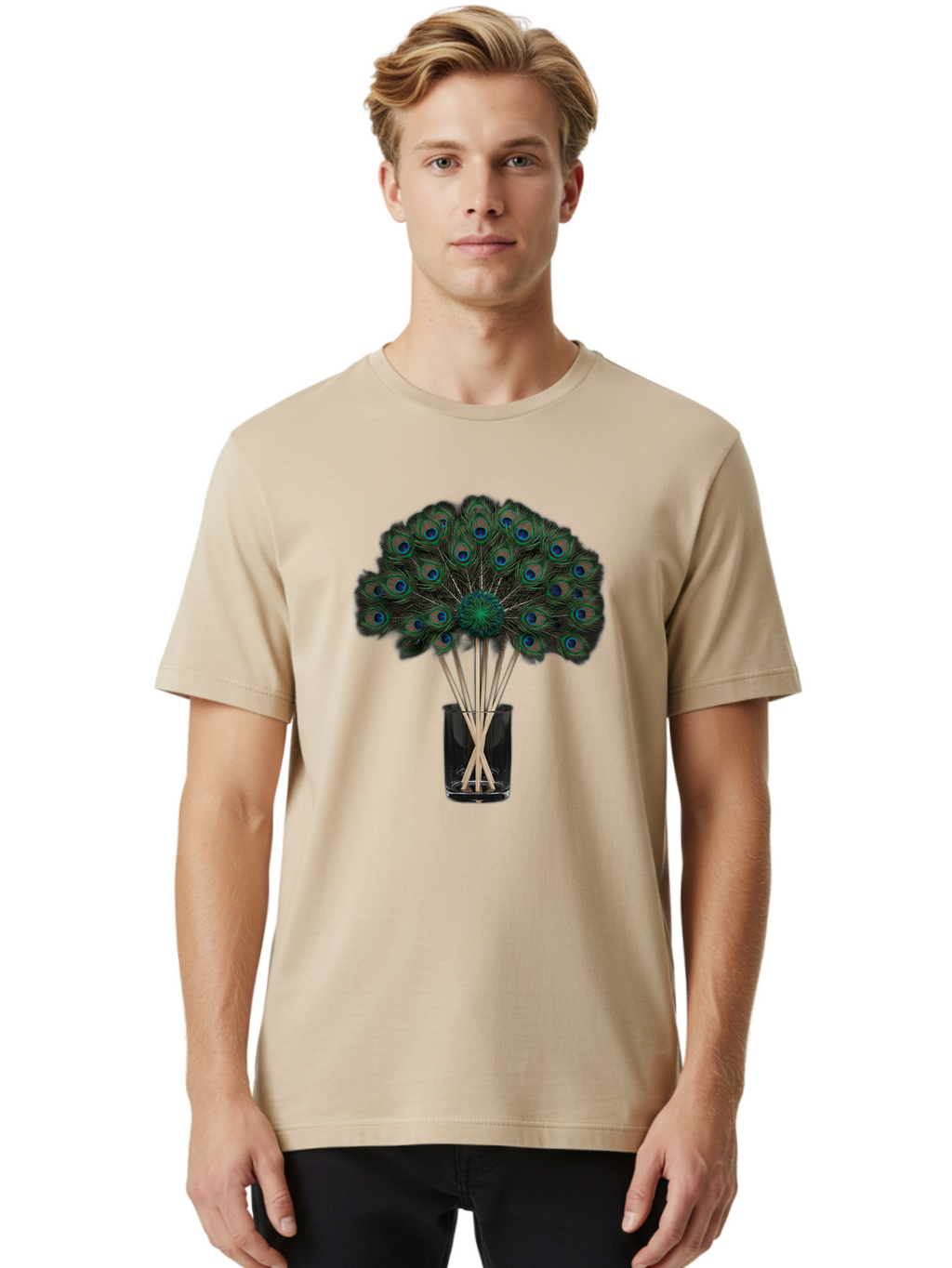 Peacock-Feathers-In-Vase Men'S Graphic Tee, 100% Cotton, Comfortable Casual Summer Wear, Machine Washable, Vintage Camera, Old Camera, Antique Camera, Black Camera, Classic Photography, Photography Equipment, Nostalgic Device, Film Camera, Baj631