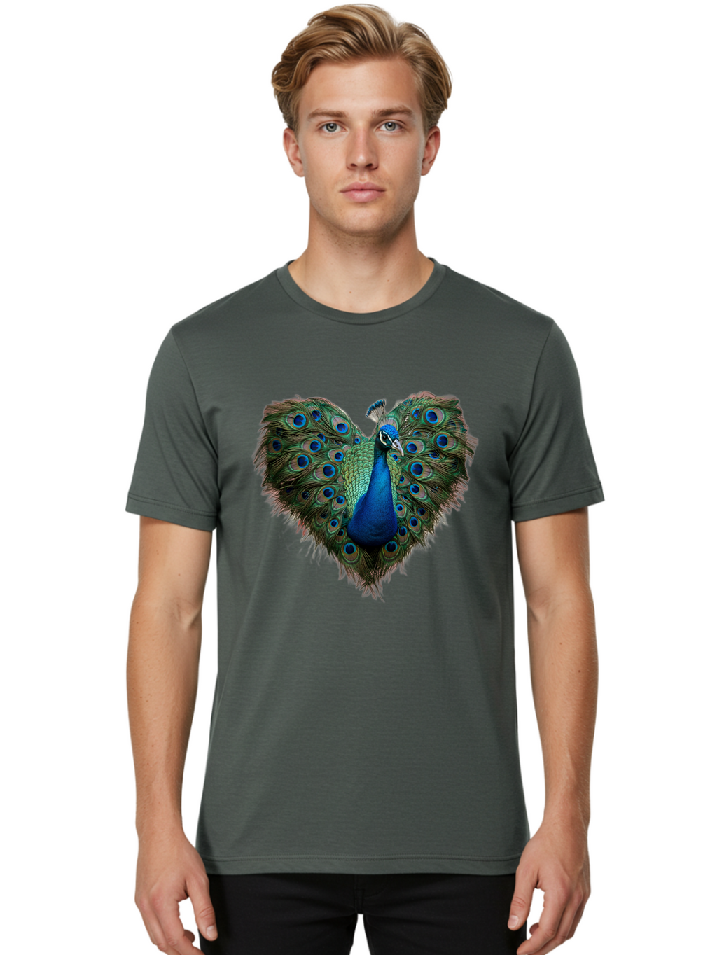 Peacock-Heart Men'S Graphic Tee, 100% Cotton, Comfortable Casual Summer Wear, Machine Washable, Vintage Camera, Old Camera, Antique Camera, Black Camera, Classic Photography, Photography Equipment, Nostalgic Device, Film Camera, Camera Art Baj633