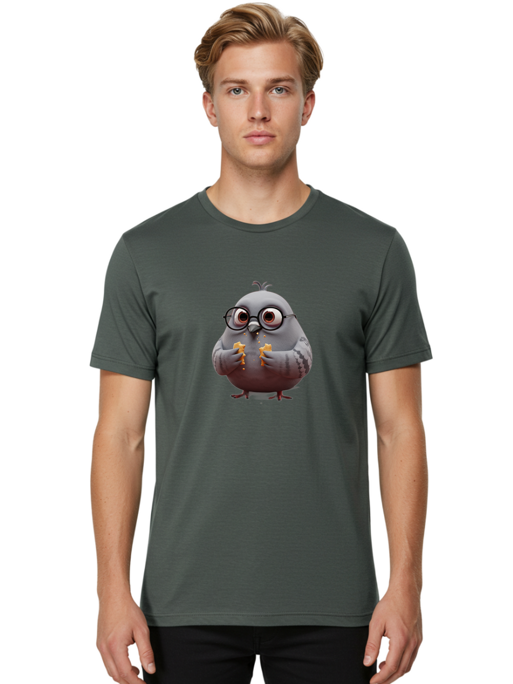 Pigeon-In-Glasses Men'S Graphic Tee, 100% Cotton, Comfortable Casual Summer Wear, Machine Washable, Vintage Camera, Old Camera, Antique Camera, Black Camera, Classic Photography, Photography Equipment, Nostalgic Device, Film Camera, Camera Art Baj641