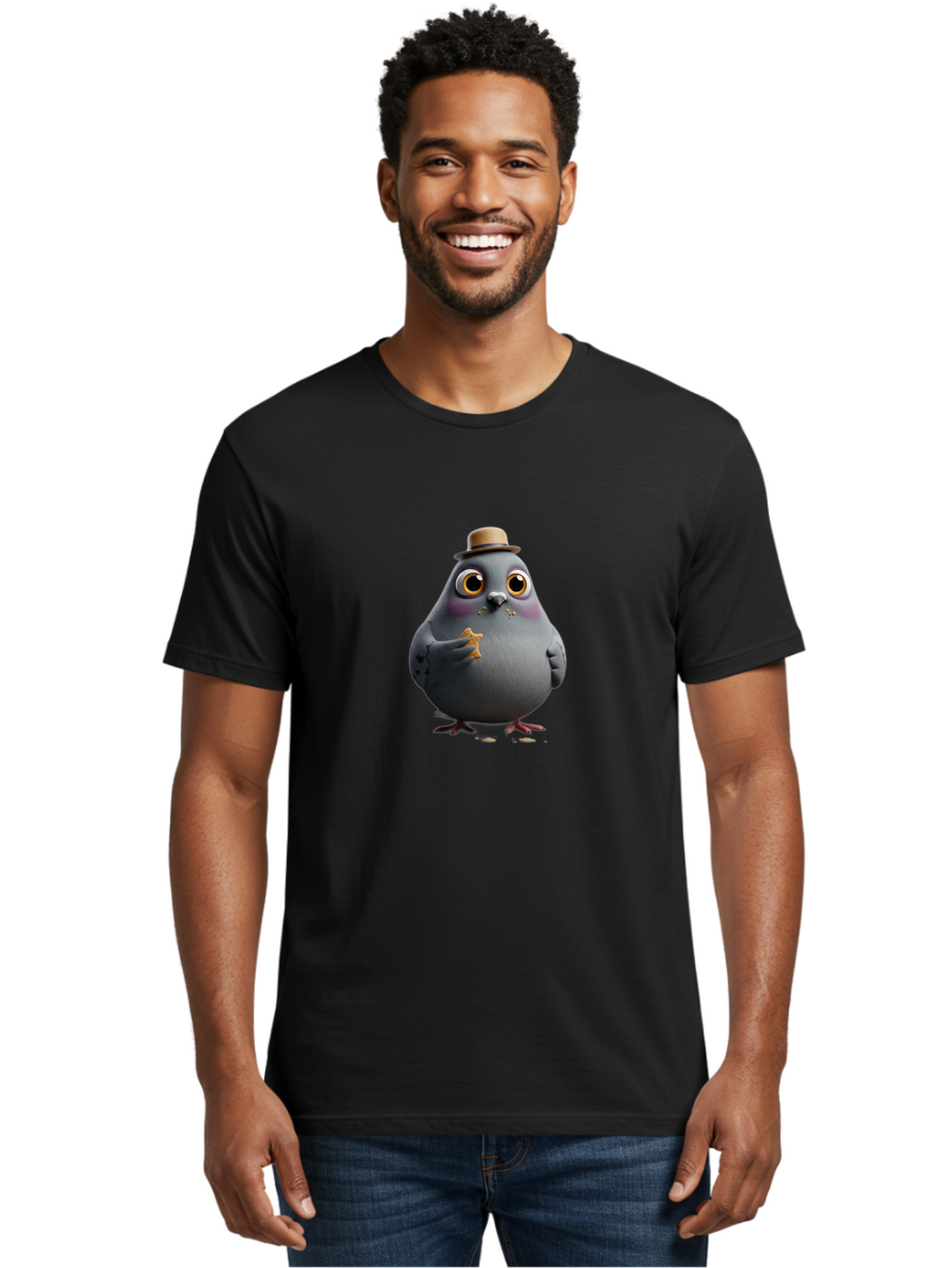 Pigeon-With-Hat Men'S Graphic Tee, 100% Cotton, Comfortable Casual Summer Wear, Machine Washable, Vintage Camera, Old Camera, Antique Camera, Black Camera, Classic Photography, Photography Equipment, Nostalgic Device, Film Camera, Camera Art Baj644