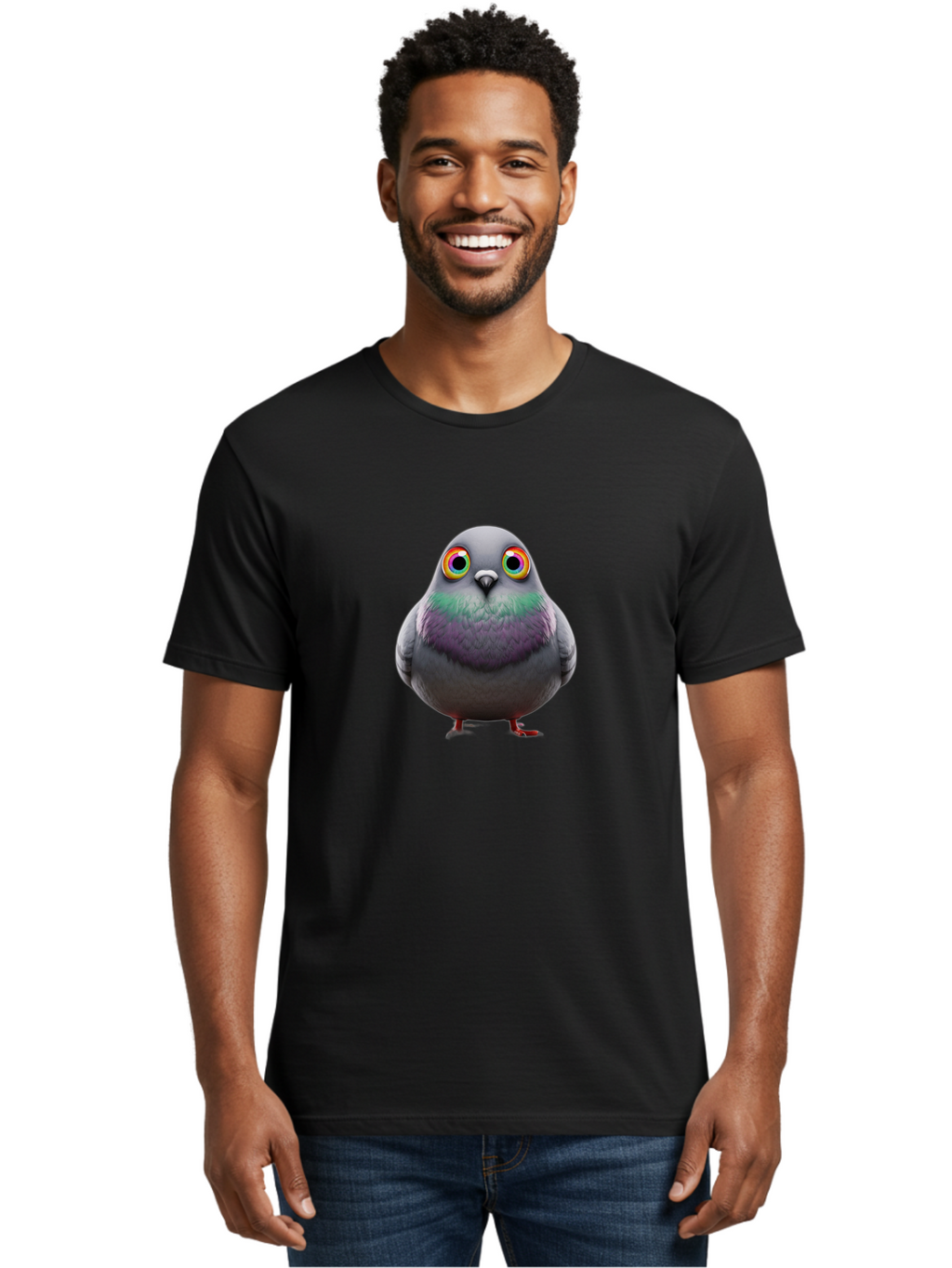 Pigeon-With-Rainbow-Eyes Men'S Graphic Tee, 100% Cotton, Comfortable Casual Summer Wear, Machine Washable, Vintage Camera, Old Camera, Antique Camera, Black Camera, Classic Photography, Photography Equipment, Nostalgic Device, Film Camera, Baj646