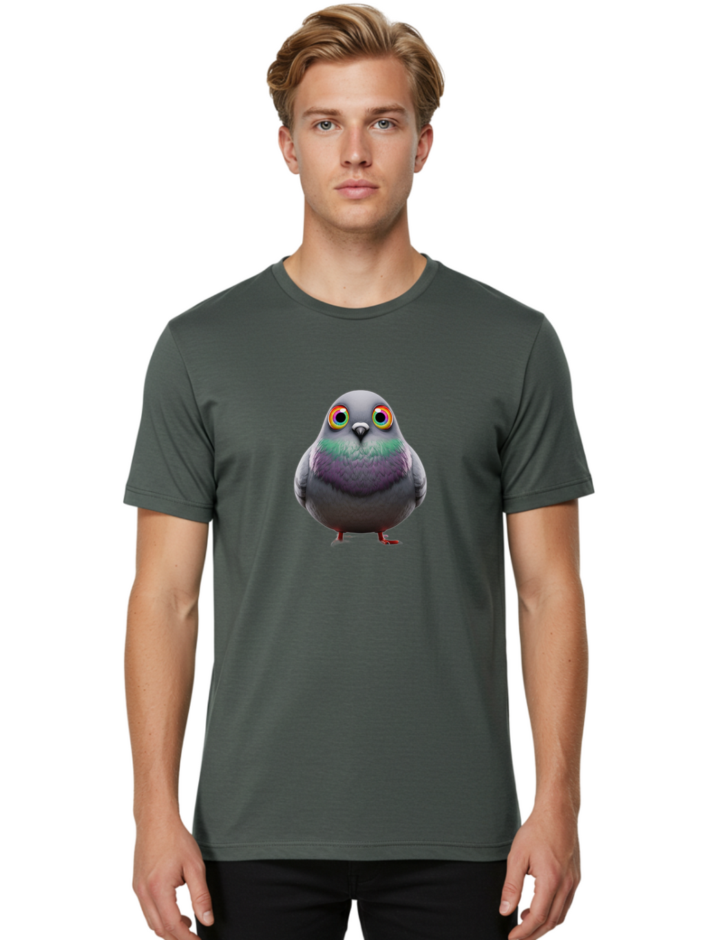 Pigeon-With-Rainbow-Eyes Men'S Graphic Tee, 100% Cotton, Comfortable Casual Summer Wear, Machine Washable, Vintage Camera, Old Camera, Antique Camera, Black Camera, Classic Photography, Photography Equipment, Nostalgic Device, Film Camera, Baj646