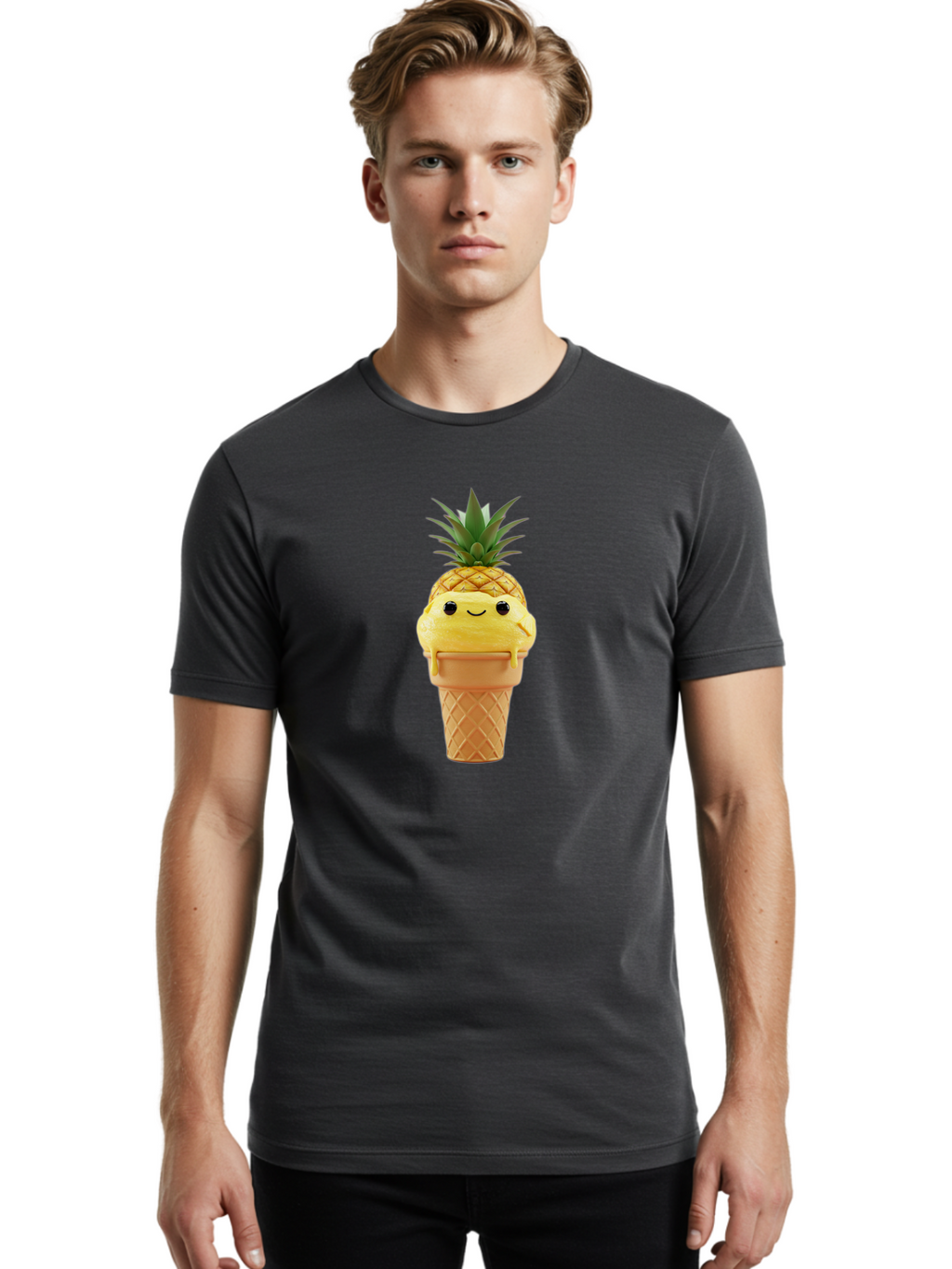 Pineapple-Ice-Cream Men'S Graphic Tee, 100% Cotton, Comfortable Casual Summer Wear, Machine Washable, Vintage Camera, Old Camera, Antique Camera, Black Camera, Classic Photography, Photography Equipment, Nostalgic Device, Film Camera, Baj655