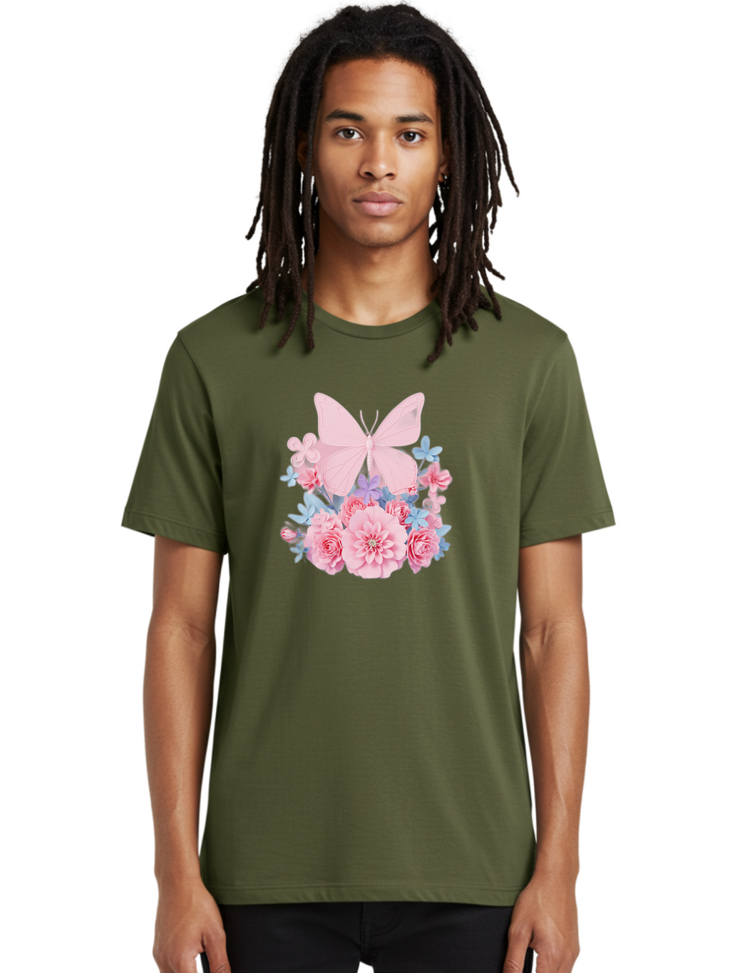 Pink-Butterfly-And-Flowers Men'S Graphic Tee, 100% Cotton, Comfortable Casual Summer Wear, Machine Washable, Vintage Camera, Old Camera, Antique Camera, Black Camera, Classic Photography, Photography Equipment, Nostalgic Device, Film Camera, Baj659