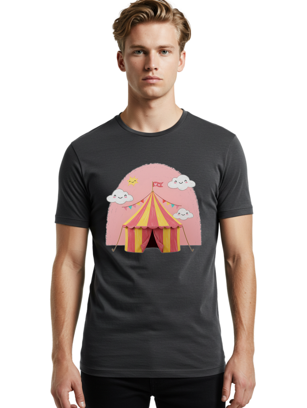 Pink-Circus-Tent Men'S Graphic Tee, 100% Cotton, Comfortable Casual Summer Wear, Machine Washable, Vintage Camera, Old Camera, Antique Camera, Black Camera, Classic Photography, Photography Equipment, Nostalgic Device, Film Camera, Camera Art Baj661