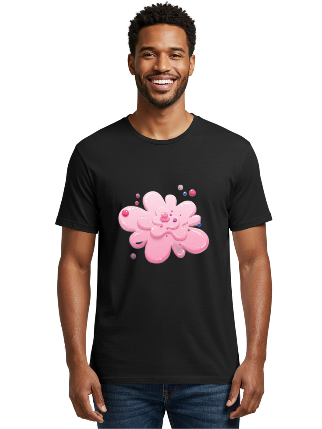 Pink-Droplet-Flower Men'S Graphic Tee, 100% Cotton, Comfortable Casual Summer Wear, Machine Washable, Vintage Camera, Old Camera, Antique Camera, Black Camera, Classic Photography, Photography Equipment, Nostalgic Device, Film Camera, Baj668