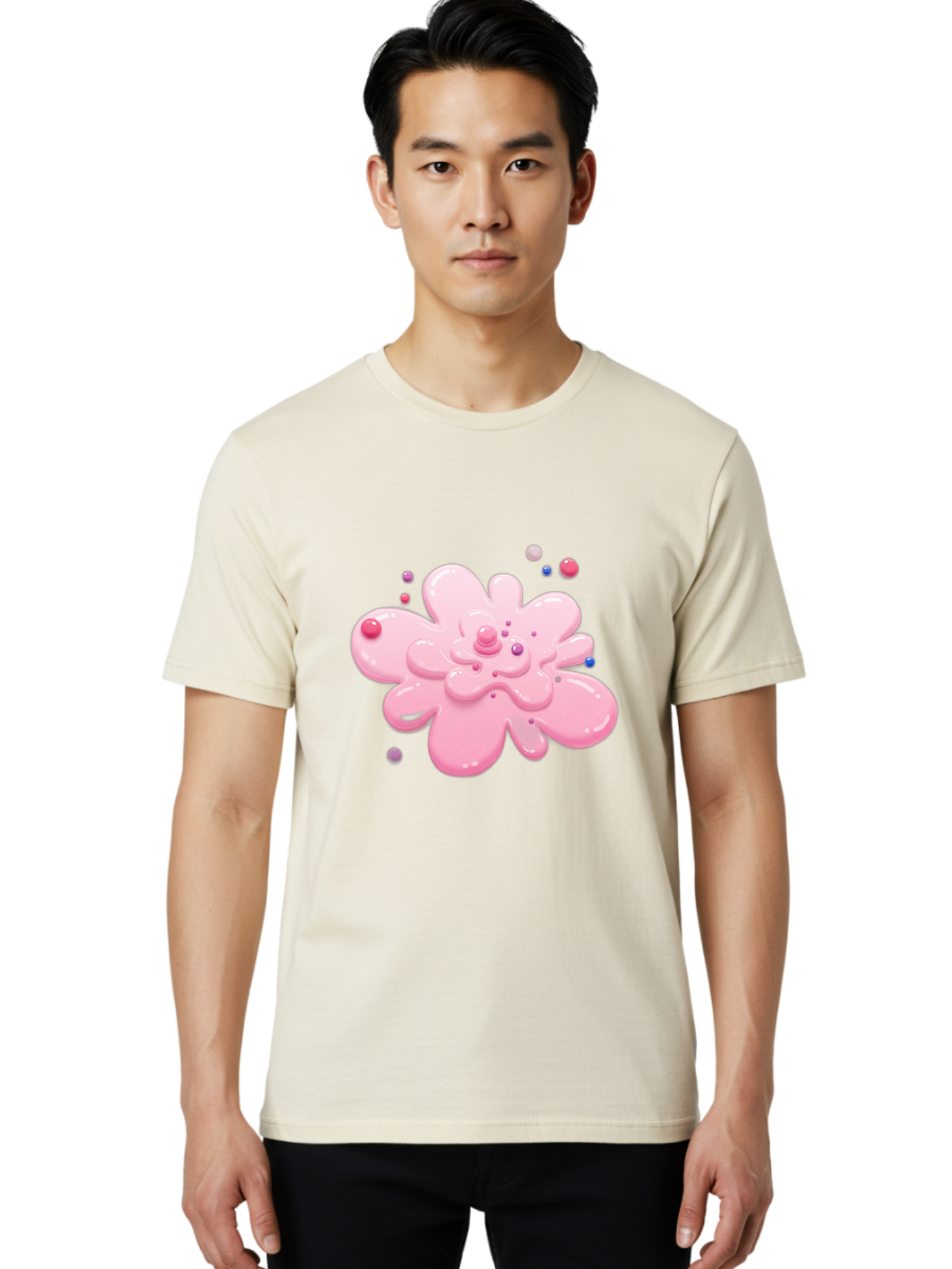 Pink-Droplet-Flower Men'S Graphic Tee, 100% Cotton, Comfortable Casual Summer Wear, Machine Washable, Vintage Camera, Old Camera, Antique Camera, Black Camera, Classic Photography, Photography Equipment, Nostalgic Device, Film Camera, Baj668