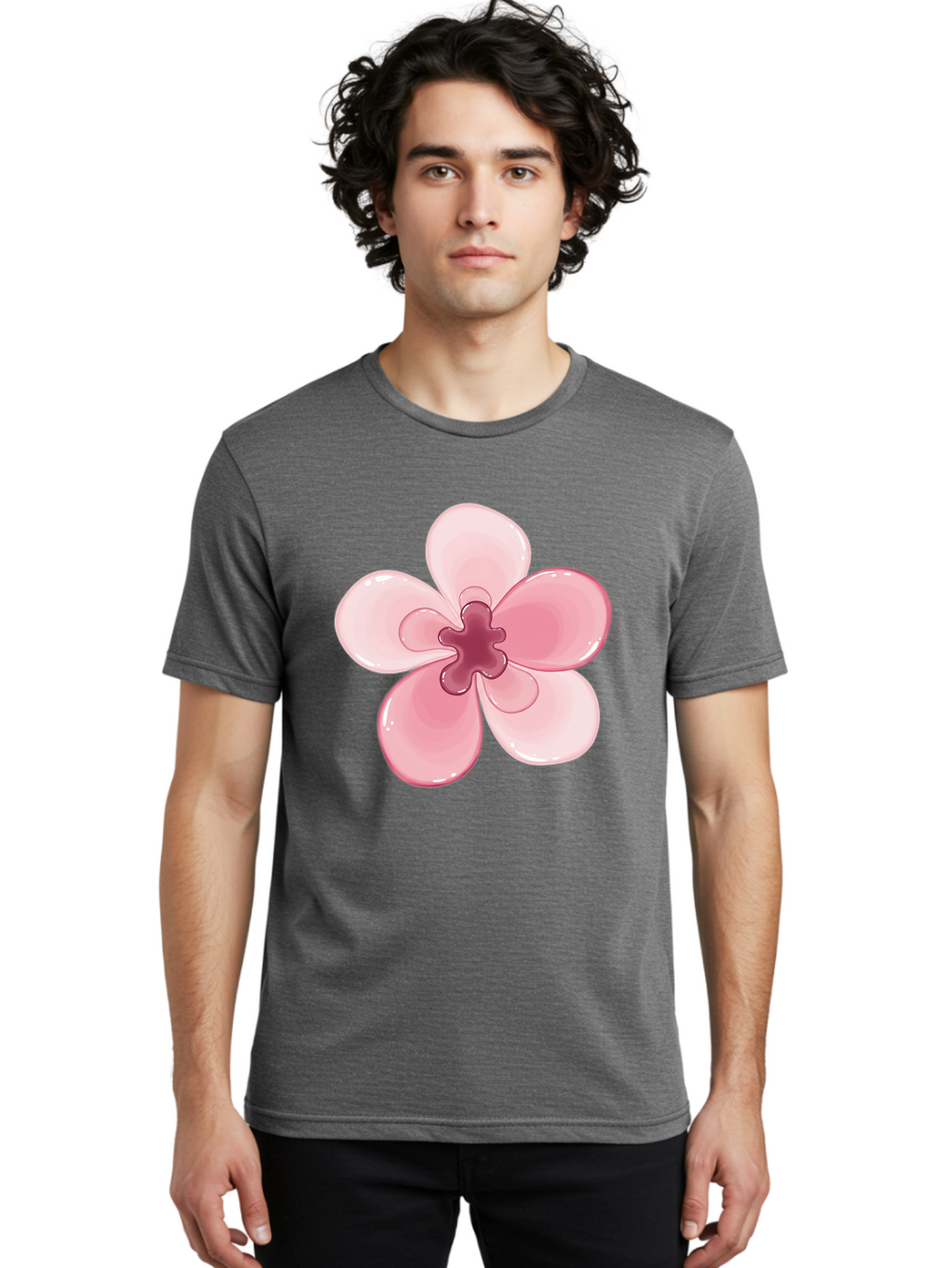 Pink-Flower-1 Men'S Graphic Tee, 100% Cotton, Comfortable Casual Summer Wear, Machine Washable, Vintage Camera, Old Camera, Antique Camera, Black Camera, Classic Photography, Photography Equipment, Nostalgic Device, Film Camera, Camera Art Baj669