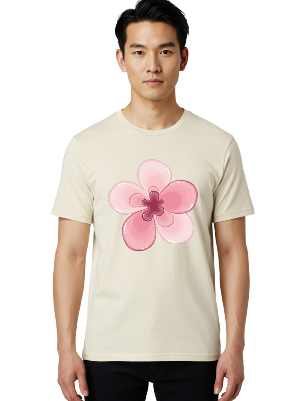 Pink-Flower-1 Men'S Graphic Tee, 100% Cotton, Comfortable Casual Summer Wear, Machine Washable, Vintage Camera, Old Camera, Antique Camera, Black Camera, Classic Photography, Photography Equipment, Nostalgic Device, Film Camera, Camera Art Baj669