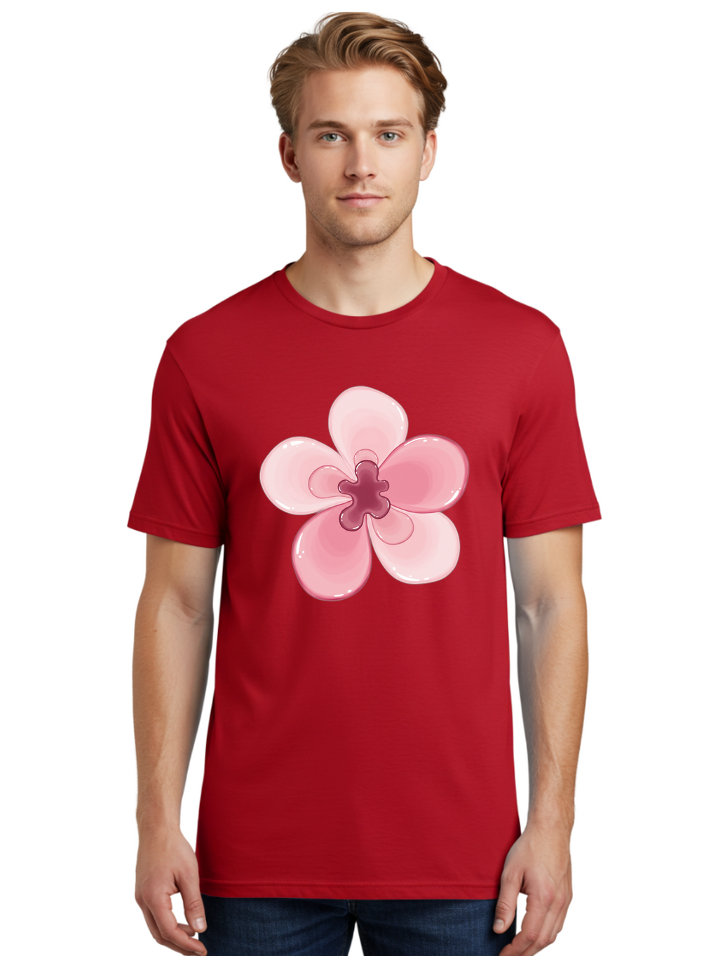 Pink-Flower-1 Men'S Graphic Tee, 100% Cotton, Comfortable Casual Summer Wear, Machine Washable, Vintage Camera, Old Camera, Antique Camera, Black Camera, Classic Photography, Photography Equipment, Nostalgic Device, Film Camera, Camera Art Baj669