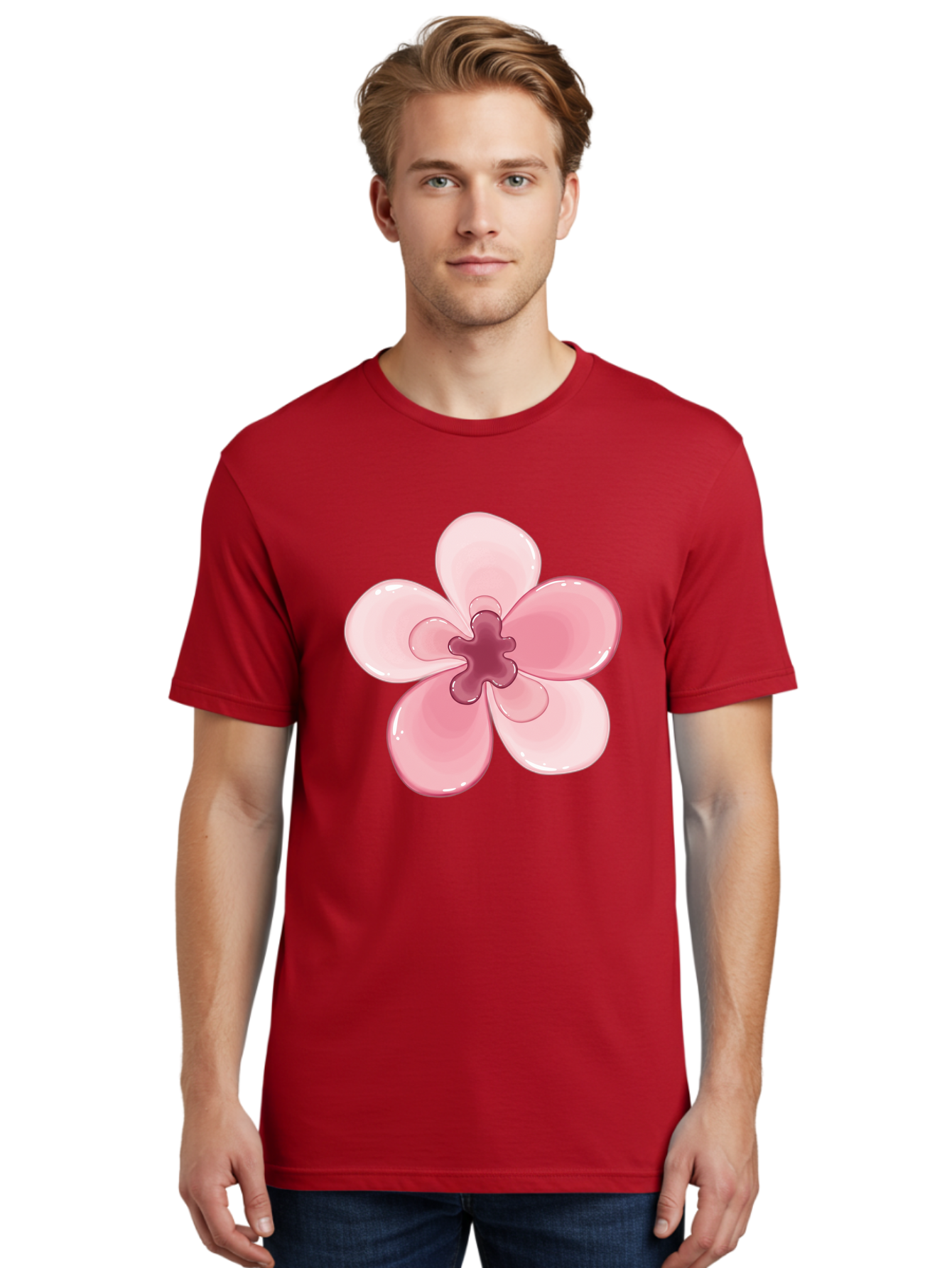Pink-Flower-1 Men'S Graphic Tee, 100% Cotton, Comfortable Casual Summer Wear, Machine Washable, Vintage Camera, Old Camera, Antique Camera, Black Camera, Classic Photography, Photography Equipment, Nostalgic Device, Film Camera, Camera Art Baj669