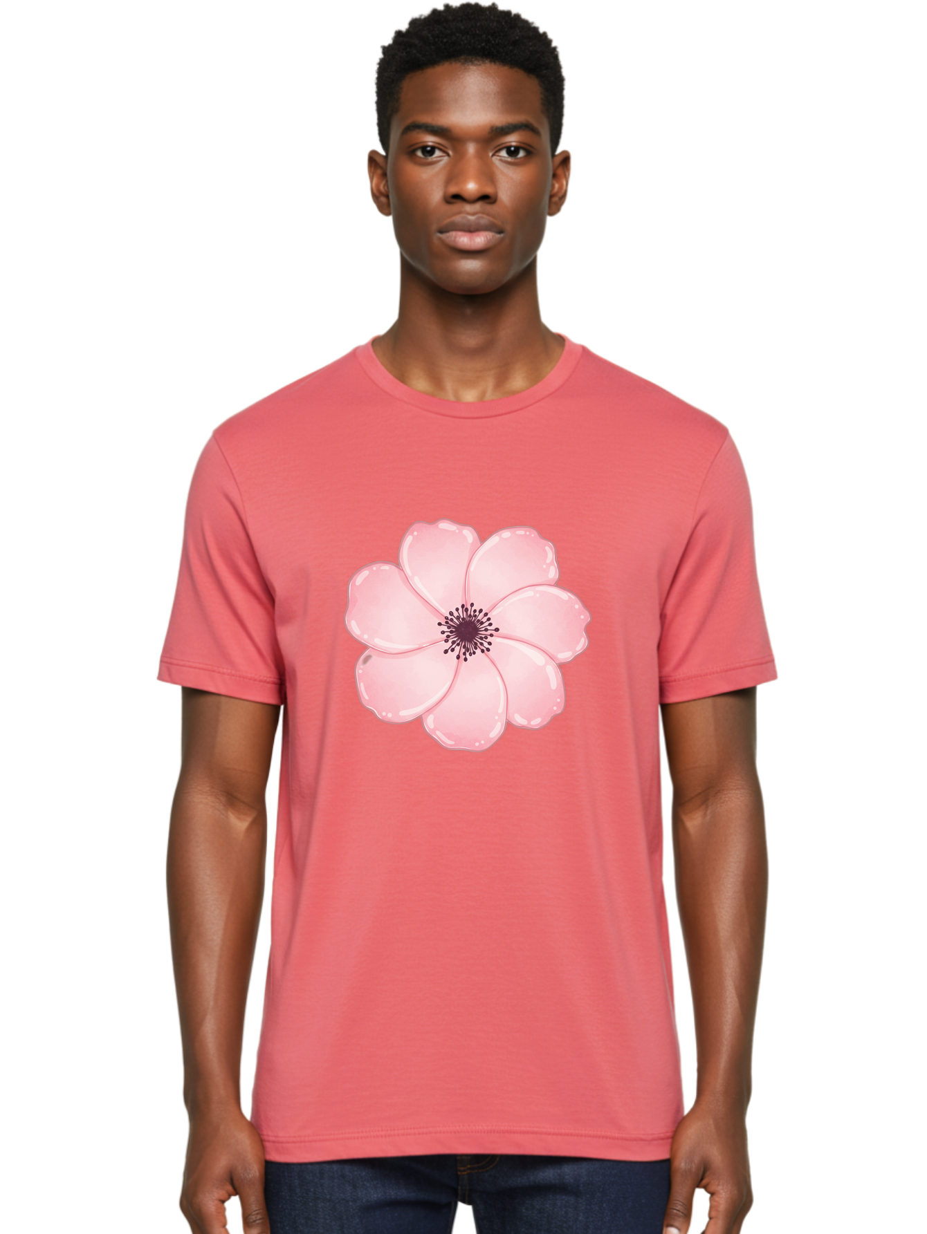 Pink-Flower Men'S Graphic Tee, 100% Cotton, Comfortable Casual Summer Wear, Machine Washable, Vintage Camera, Old Camera, Antique Camera, Black Camera, Classic Photography, Photography Equipment, Nostalgic Device, Film Camera, Camera Art Baj670