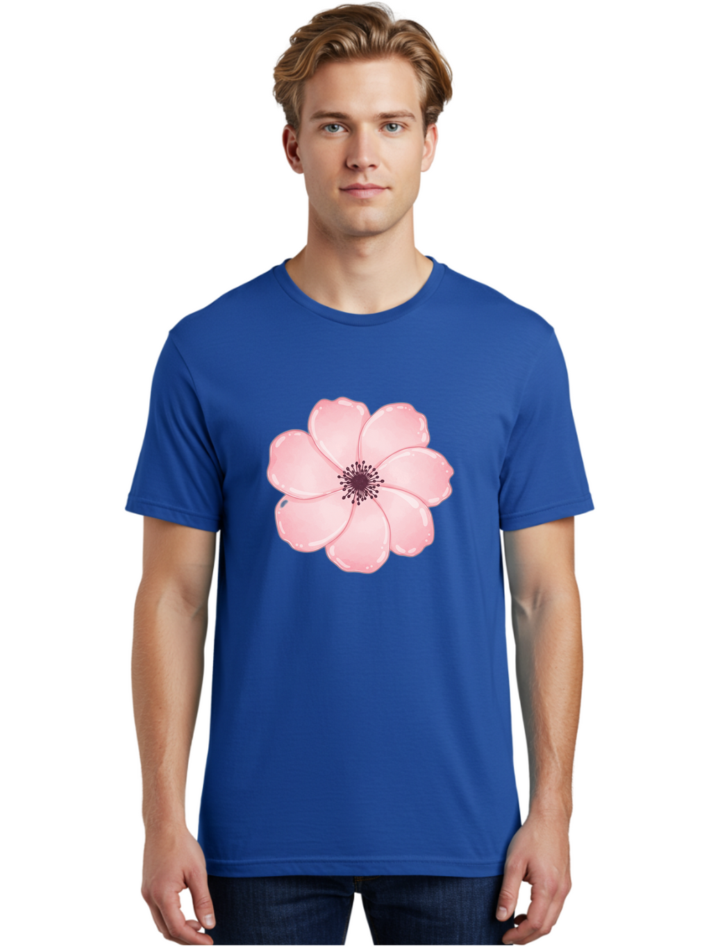 Pink-Flower Men'S Graphic Tee, 100% Cotton, Comfortable Casual Summer Wear, Machine Washable, Vintage Camera, Old Camera, Antique Camera, Black Camera, Classic Photography, Photography Equipment, Nostalgic Device, Film Camera, Camera Art Baj670