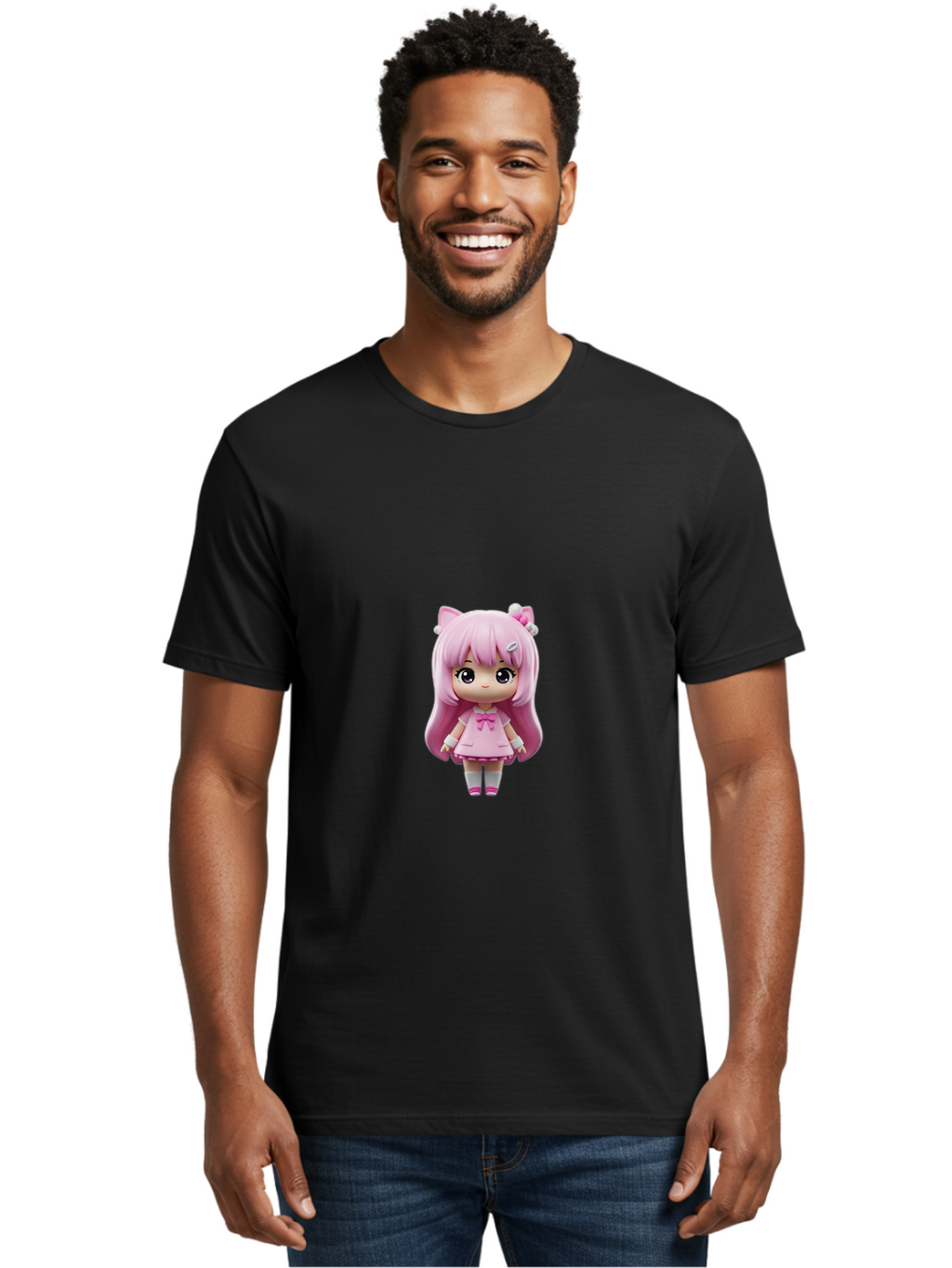 Pink-Hair-Anime-Doll Men'S Graphic Tee, 100% Cotton, Comfortable Casual Summer Wear, Machine Washable, Vintage Camera, Old Camera, Antique Camera, Black Camera, Classic Photography, Photography Equipment, Nostalgic Device, Film Camera, Baj671