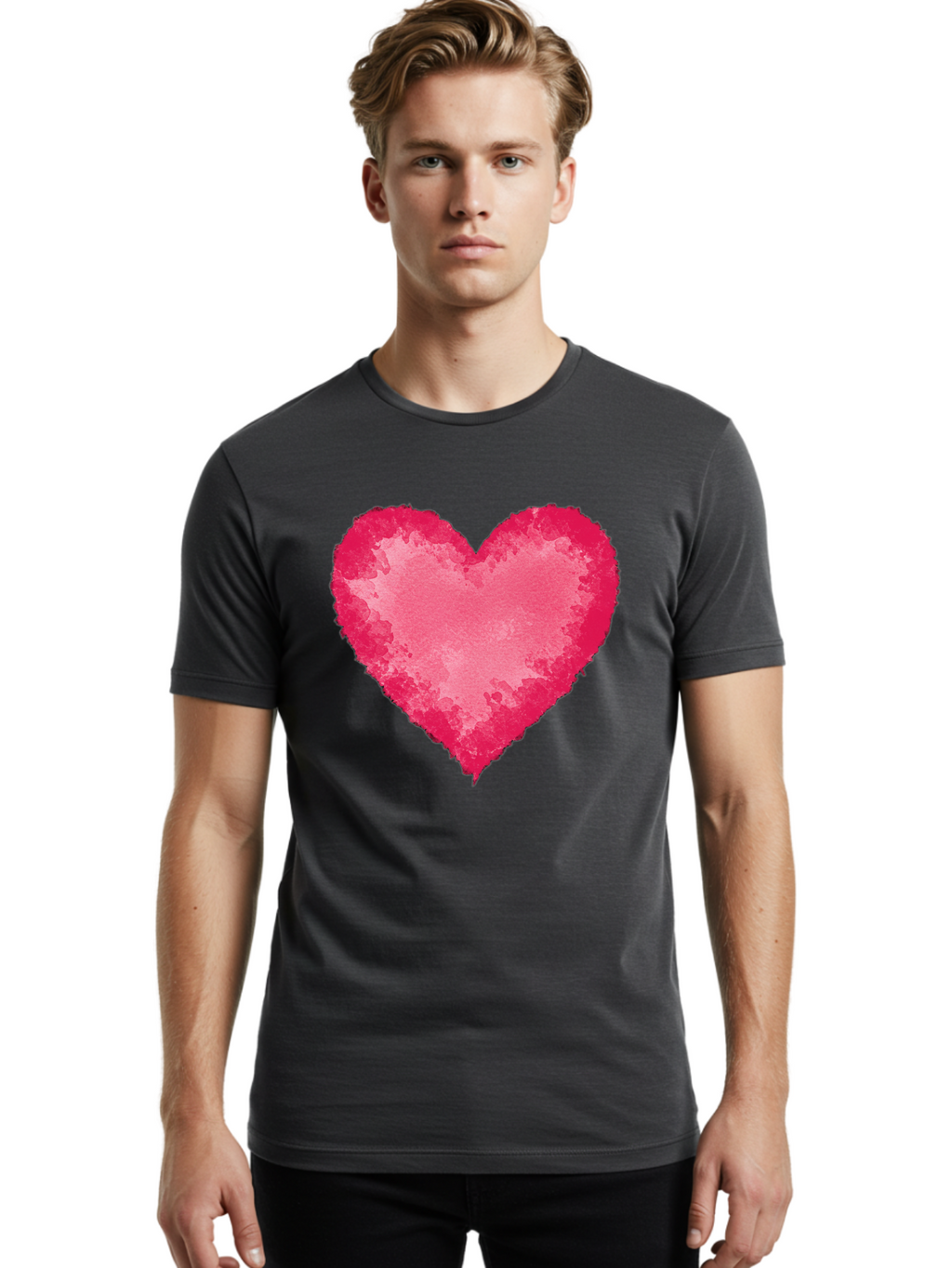 Pink-Heart-2 Men'S Graphic Tee, 100% Cotton, Comfortable Casual Summer Wear, Machine Washable, Vintage Camera, Old Camera, Antique Camera, Black Camera, Classic Photography, Photography Equipment, Nostalgic Device, Film Camera, Camera Art Baj673