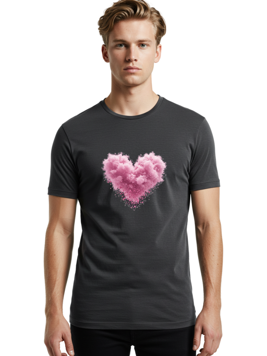 Pink-Heart-Cloud Men'S Graphic Tee, 100% Cotton, Comfortable Casual Summer Wear, Machine Washable, Vintage Camera, Old Camera, Antique Camera, Black Camera, Classic Photography, Photography Equipment, Nostalgic Device, Film Camera, Camera Art Baj680