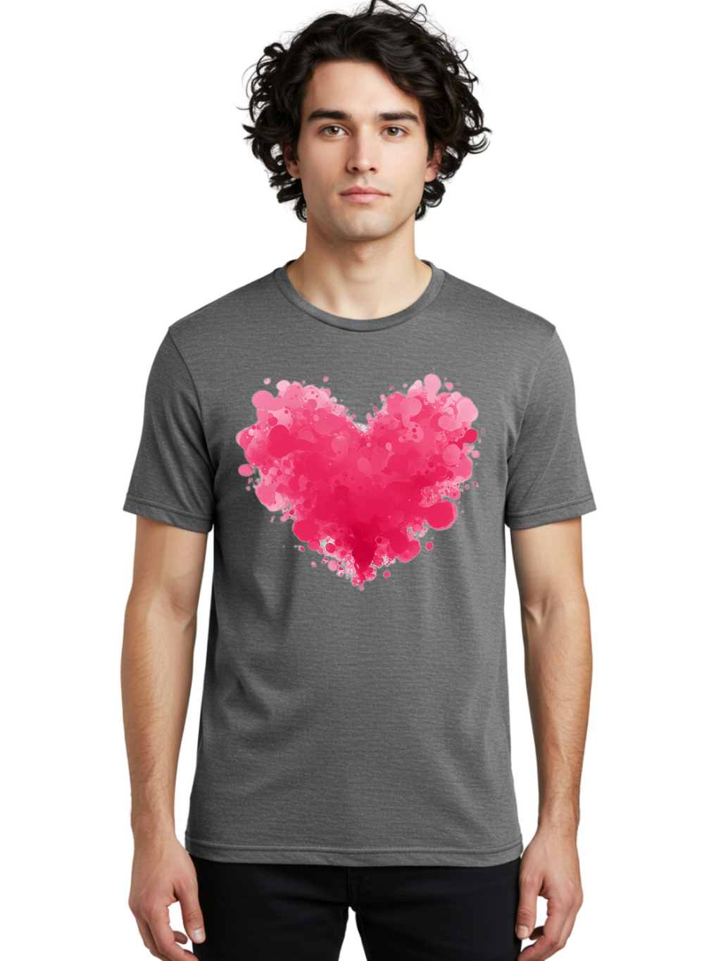 Pink-Heart-Splatter Men'S Graphic Tee, 100% Cotton, Comfortable Casual Summer Wear, Machine Washable, Vintage Camera, Old Camera, Antique Camera, Black Camera, Classic Photography, Photography Equipment, Nostalgic Device, Film Camera, Baj683