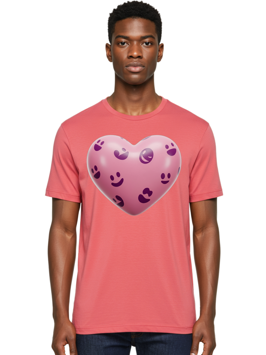 Pink-Heart-With-Purple-Emoji-Faces Men'S Graphic Tee, 100% Cotton, Comfortable Casual Summer Wear, Machine Washable, Vintage Camera, Old Camera, Antique Camera, Black Camera, Classic Photography, Photography Equipment, Nostalgic Device, Baj684