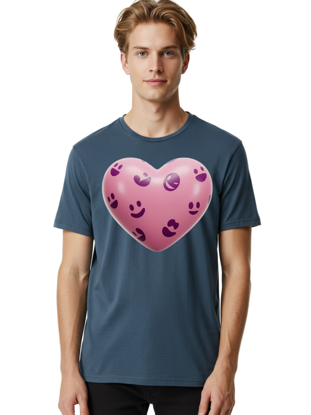 Pink-Heart-With-Purple-Emoji-Faces Men'S Graphic Tee, 100% Cotton, Comfortable Casual Summer Wear, Machine Washable, Vintage Camera, Old Camera, Antique Camera, Black Camera, Classic Photography, Photography Equipment, Nostalgic Device, Baj684