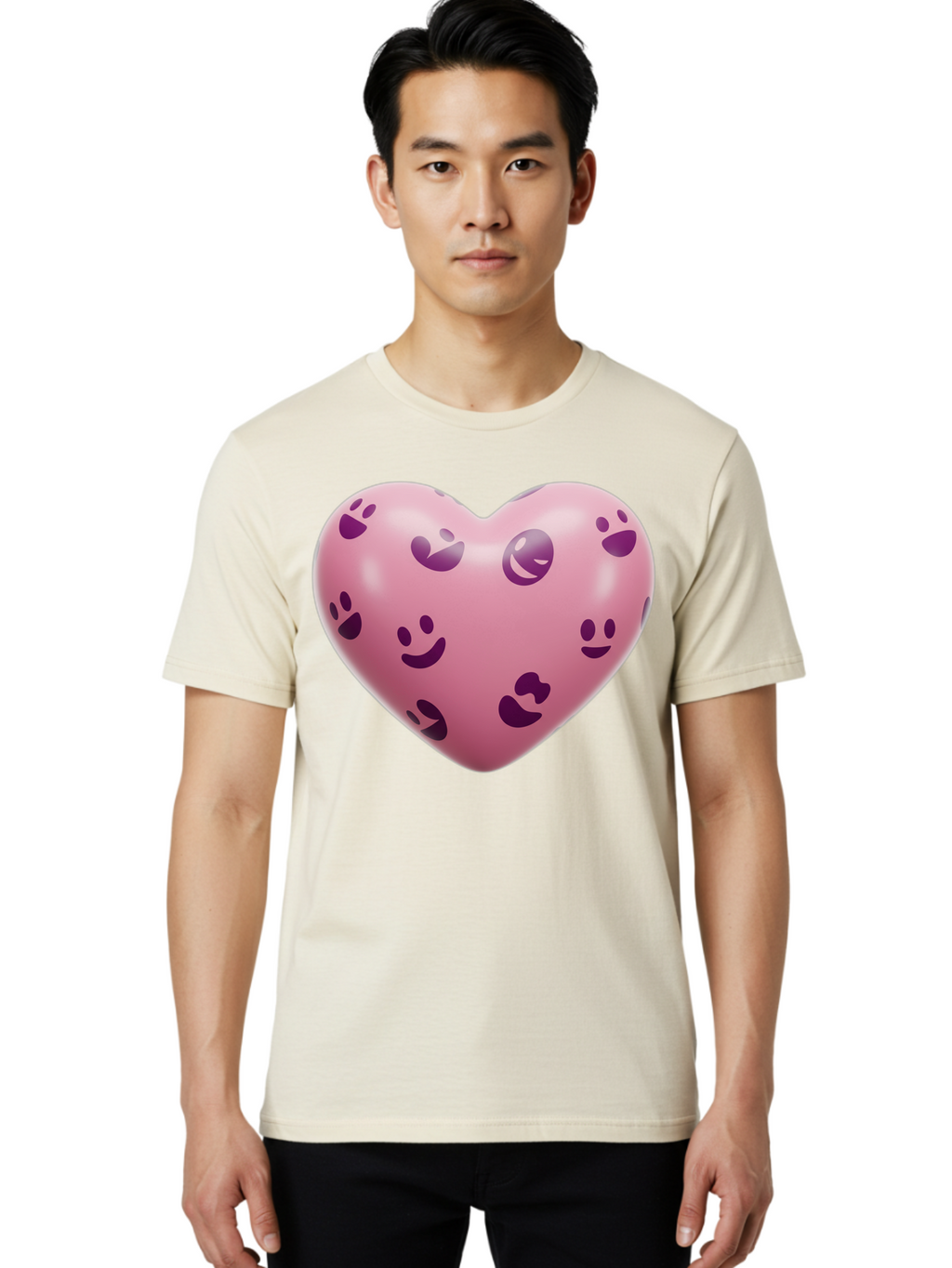 Pink-Heart-With-Purple-Emoji-Faces Men'S Graphic Tee, 100% Cotton, Comfortable Casual Summer Wear, Machine Washable, Vintage Camera, Old Camera, Antique Camera, Black Camera, Classic Photography, Photography Equipment, Nostalgic Device, Baj684