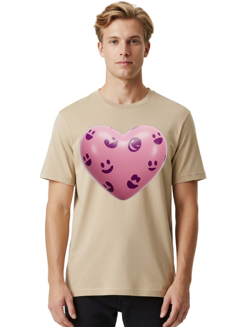 Pink-Heart-With-Purple-Emoji-Faces Men'S Graphic Tee, 100% Cotton, Comfortable Casual Summer Wear, Machine Washable, Vintage Camera, Old Camera, Antique Camera, Black Camera, Classic Photography, Photography Equipment, Nostalgic Device, Baj684