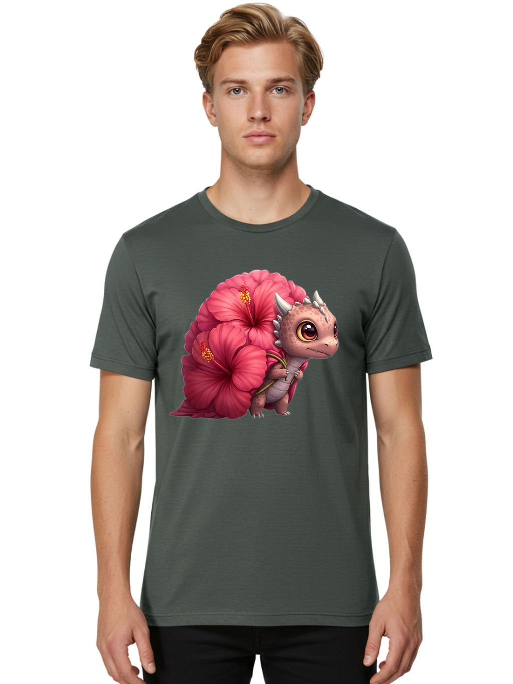 Pink-Hibiscus-Dinosaur Men'S Graphic Tee, 100% Cotton, Comfortable Casual Summer Wear, Machine Washable, Vintage Camera, Old Camera, Antique Camera, Black Camera, Classic Photography, Photography Equipment, Nostalgic Device, Film Camera, Baj686