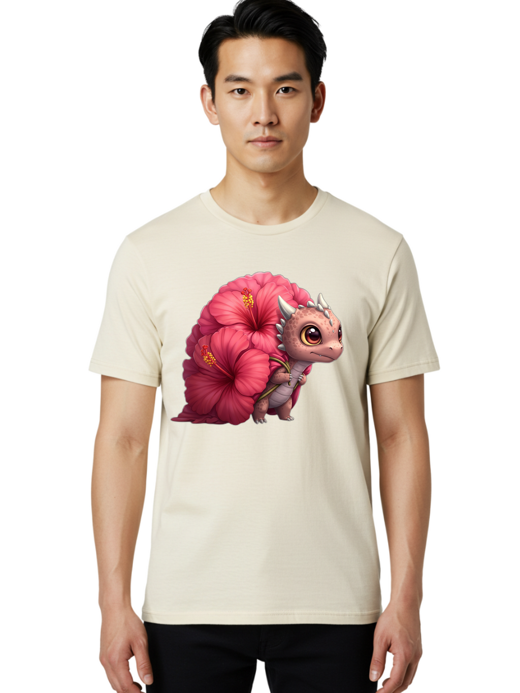 Pink-Hibiscus-Dinosaur Men'S Graphic Tee, 100% Cotton, Comfortable Casual Summer Wear, Machine Washable, Vintage Camera, Old Camera, Antique Camera, Black Camera, Classic Photography, Photography Equipment, Nostalgic Device, Film Camera, Baj686
