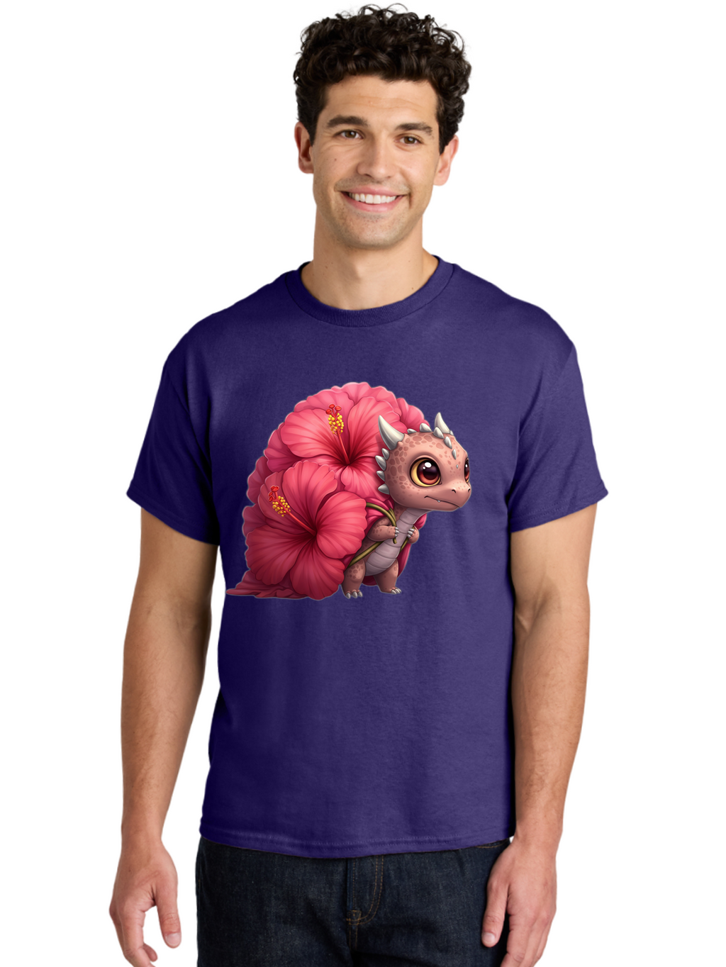 Pink-Hibiscus-Dinosaur Men'S Graphic Tee, 100% Cotton, Comfortable Casual Summer Wear, Machine Washable, Vintage Camera, Old Camera, Antique Camera, Black Camera, Classic Photography, Photography Equipment, Nostalgic Device, Film Camera, Baj686